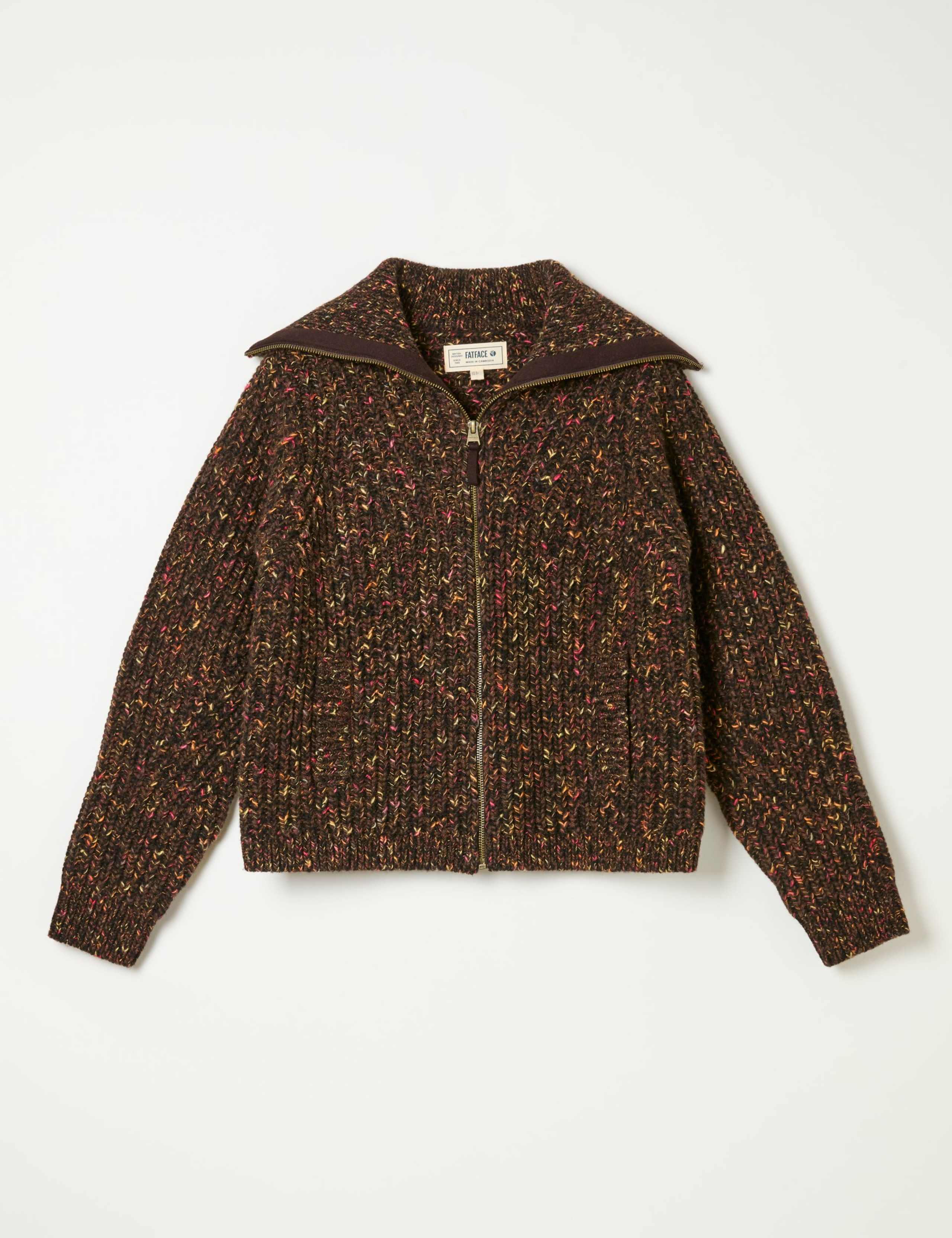 Wool Rich Funnel Neck Zip Up Cardigan 2 of 6