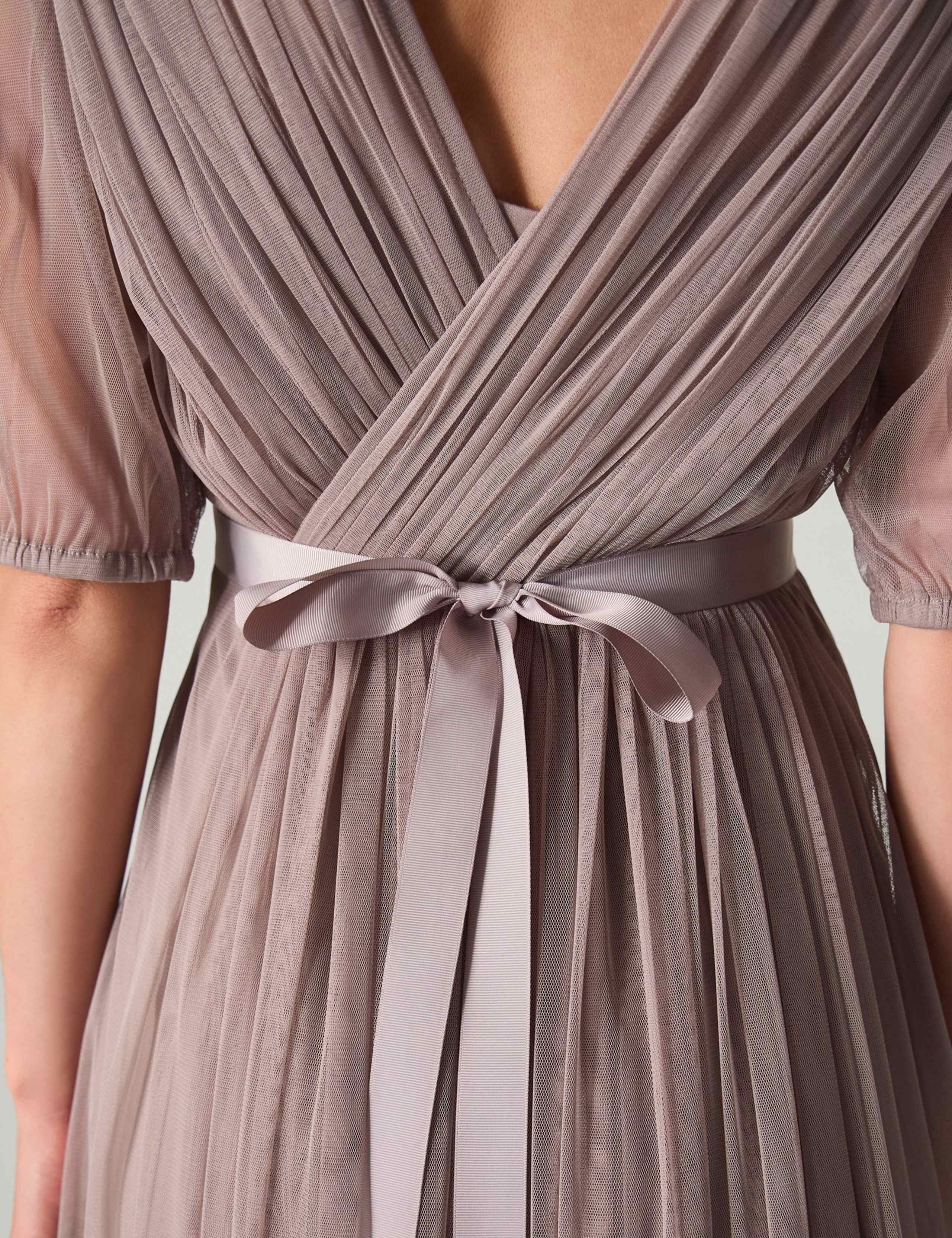 V-Neck Sheer Sleeve Maxi Column Dress 5 of 5