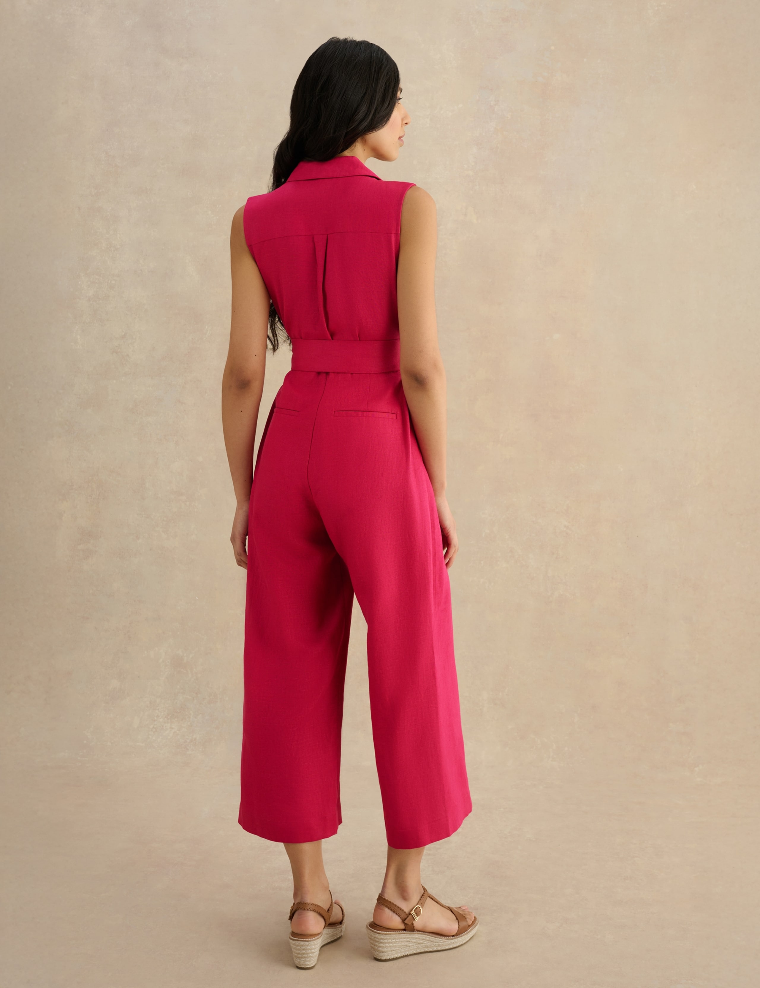 Pure Linen Sleeveless Cropped Jumpsuit 4 of 5