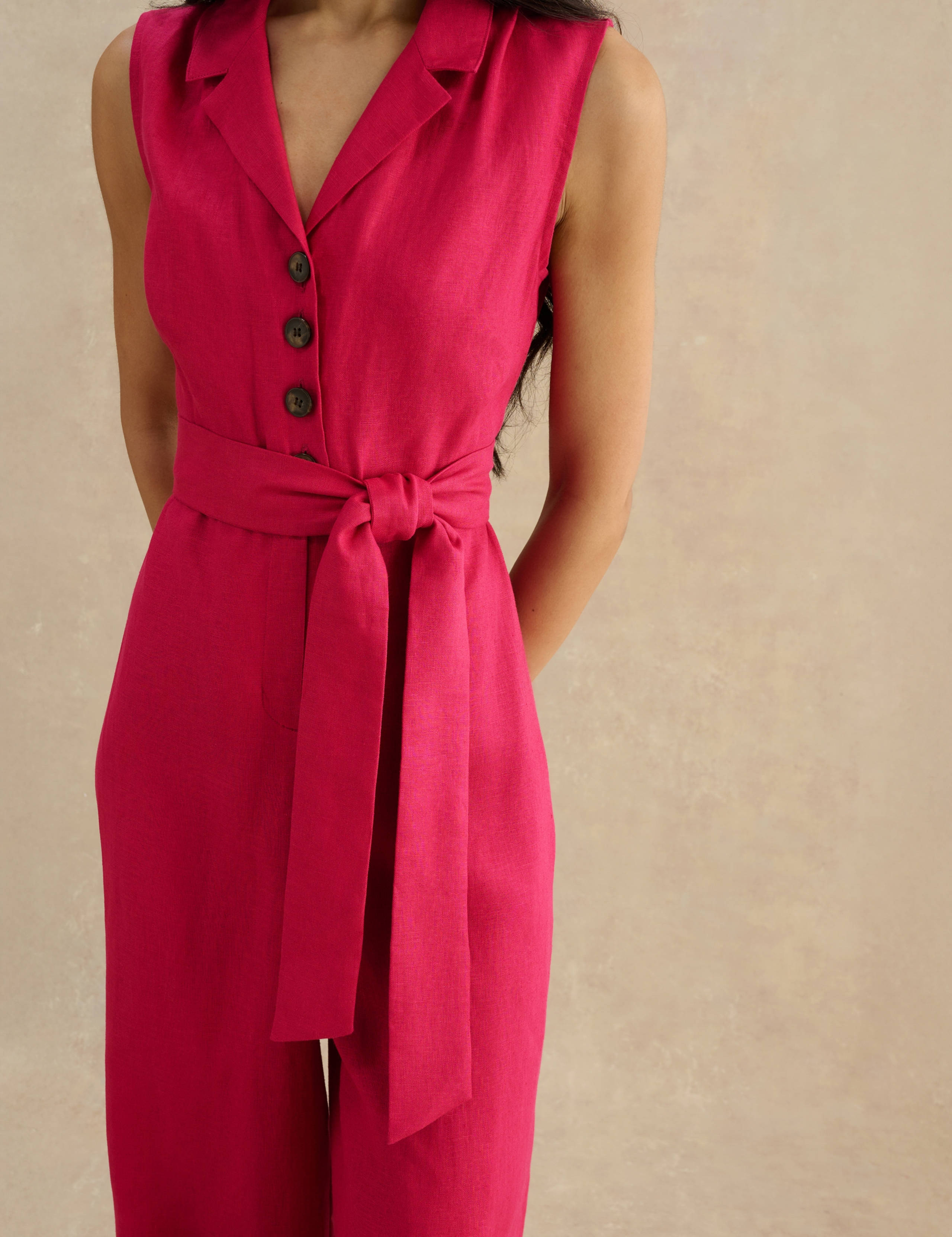Pure Linen Sleeveless Cropped Jumpsuit 5 of 5