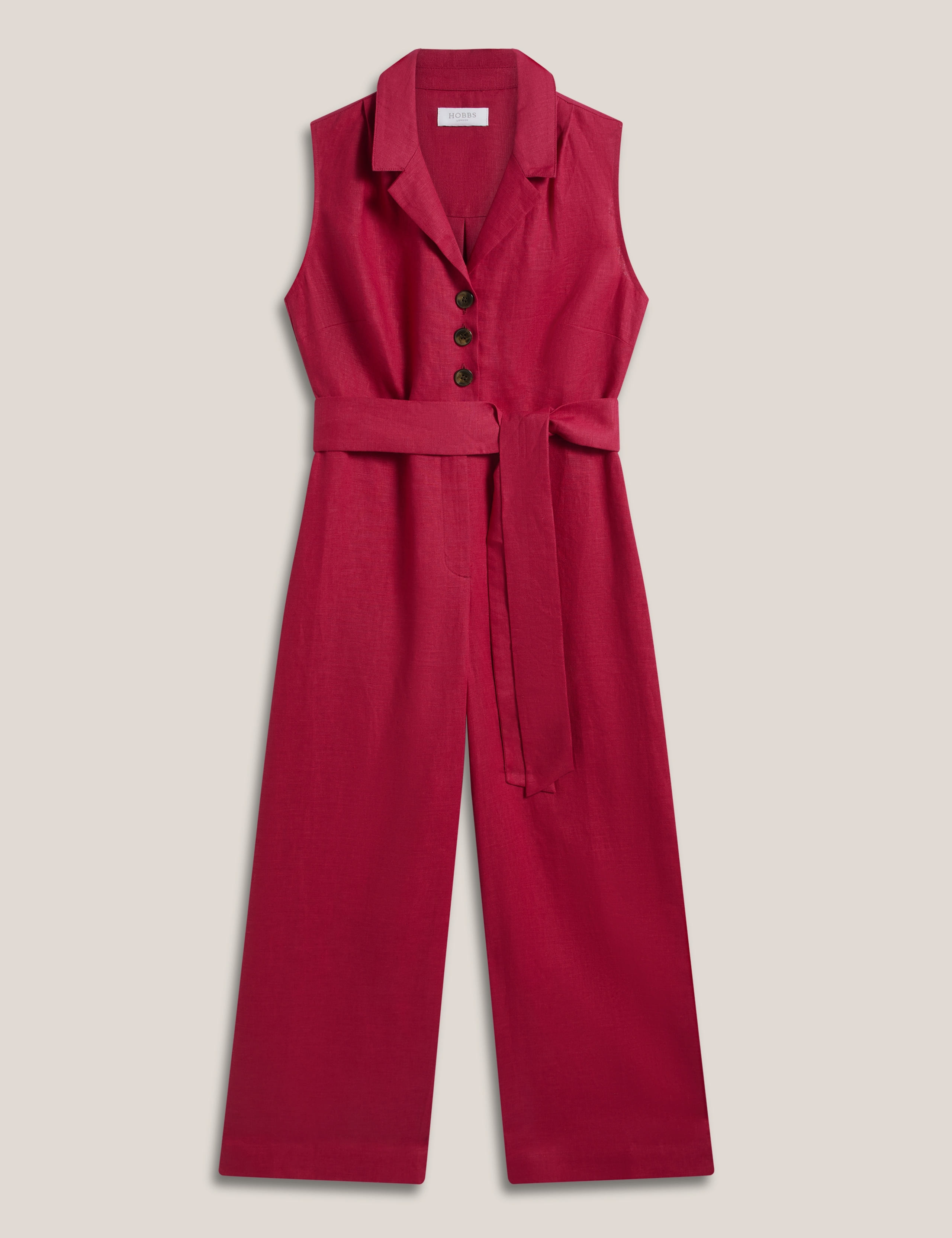 Pure Linen Sleeveless Cropped Jumpsuit 2 of 5