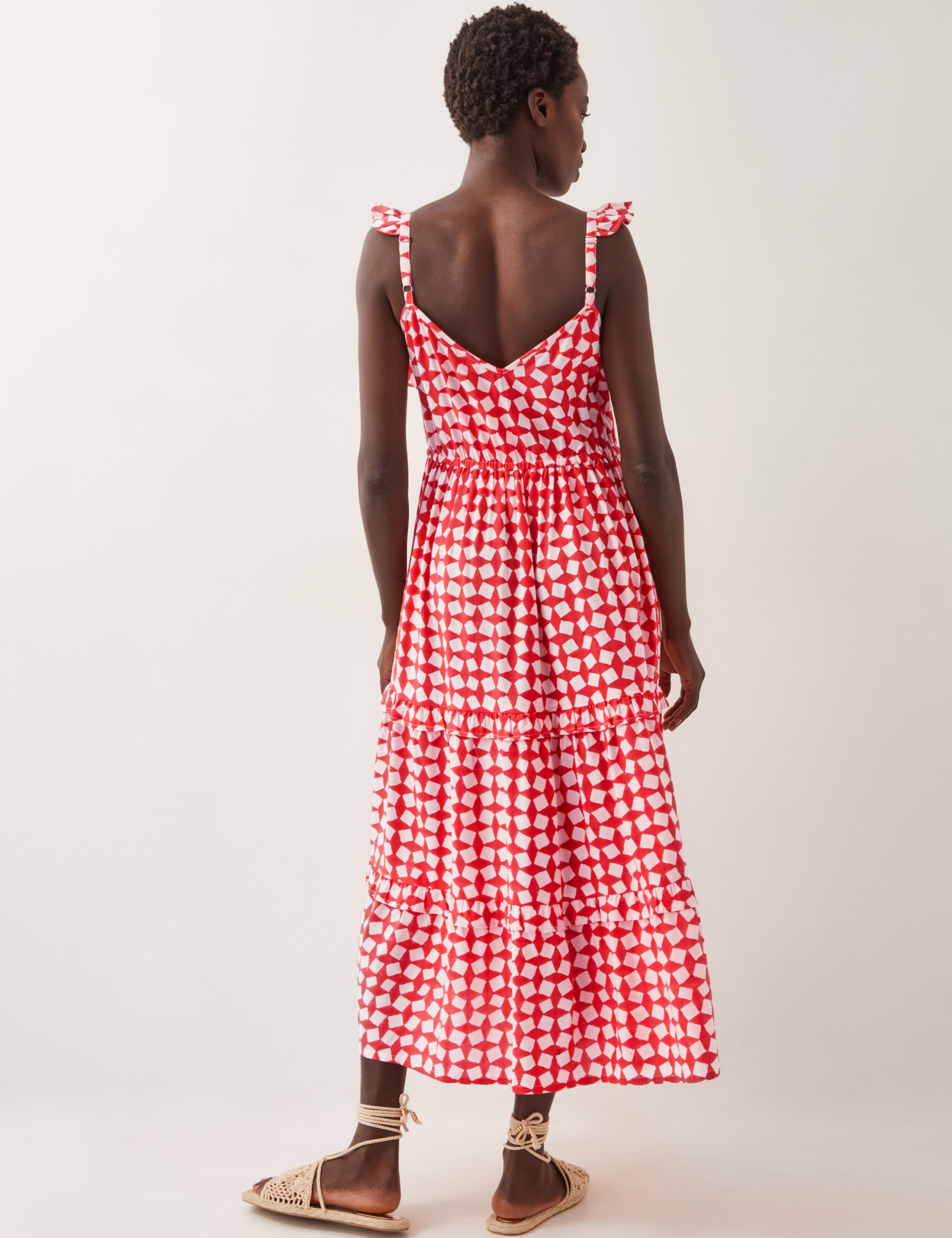 Geometric V-Neck Tiered Midi Beach Dress 4 of 4