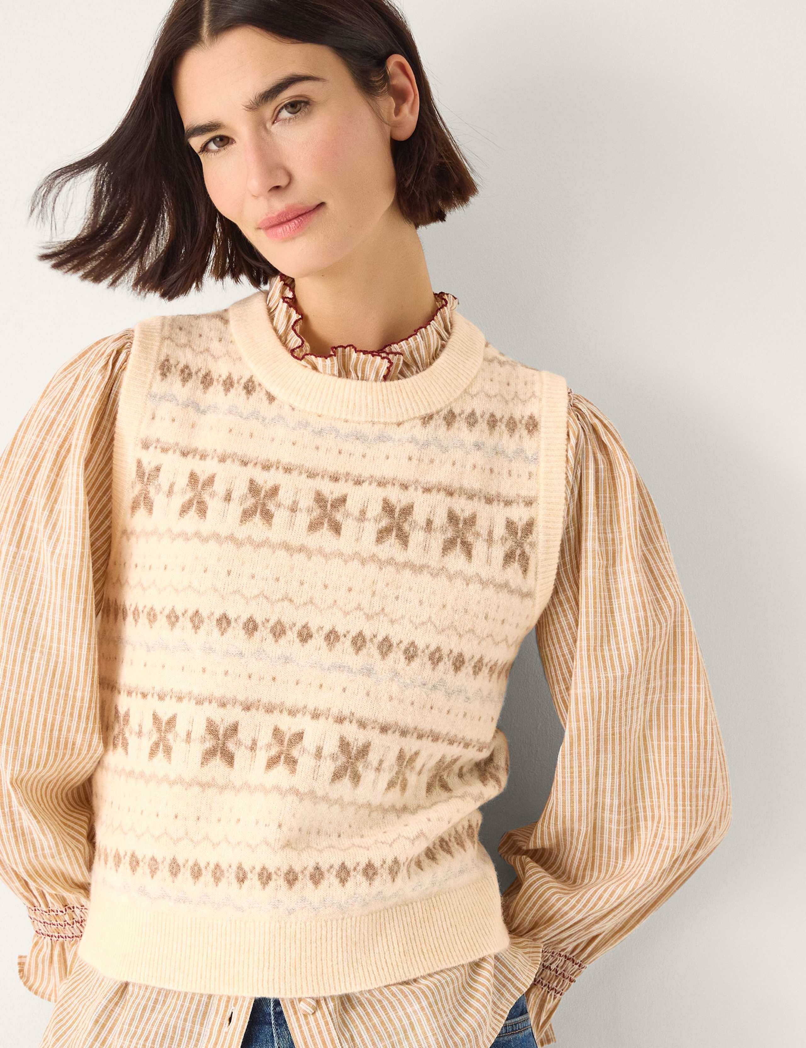 Fair Isle Crew Neck Knitted Vest 1 of 5