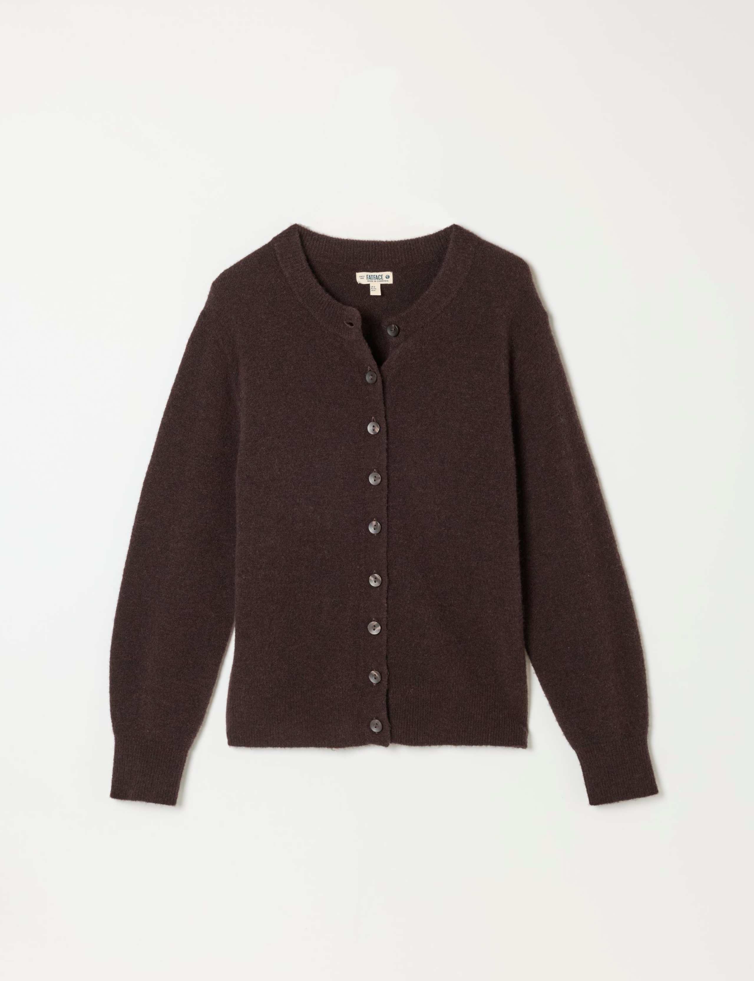 Wool Blend Crew Neck Button Front Cardigan 2 of 6