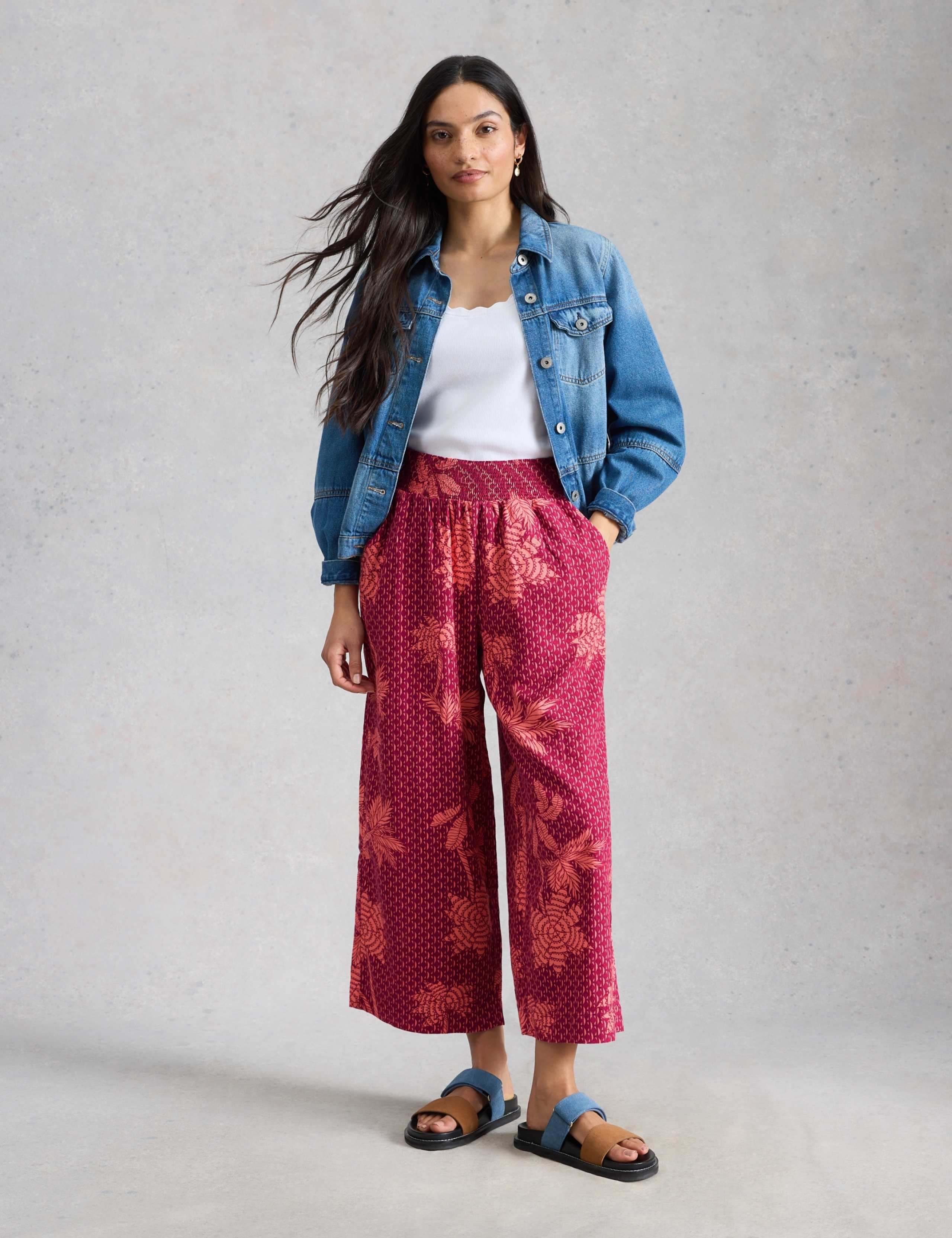 Linen Rich Printed Wide Leg Culottes 3 of 6