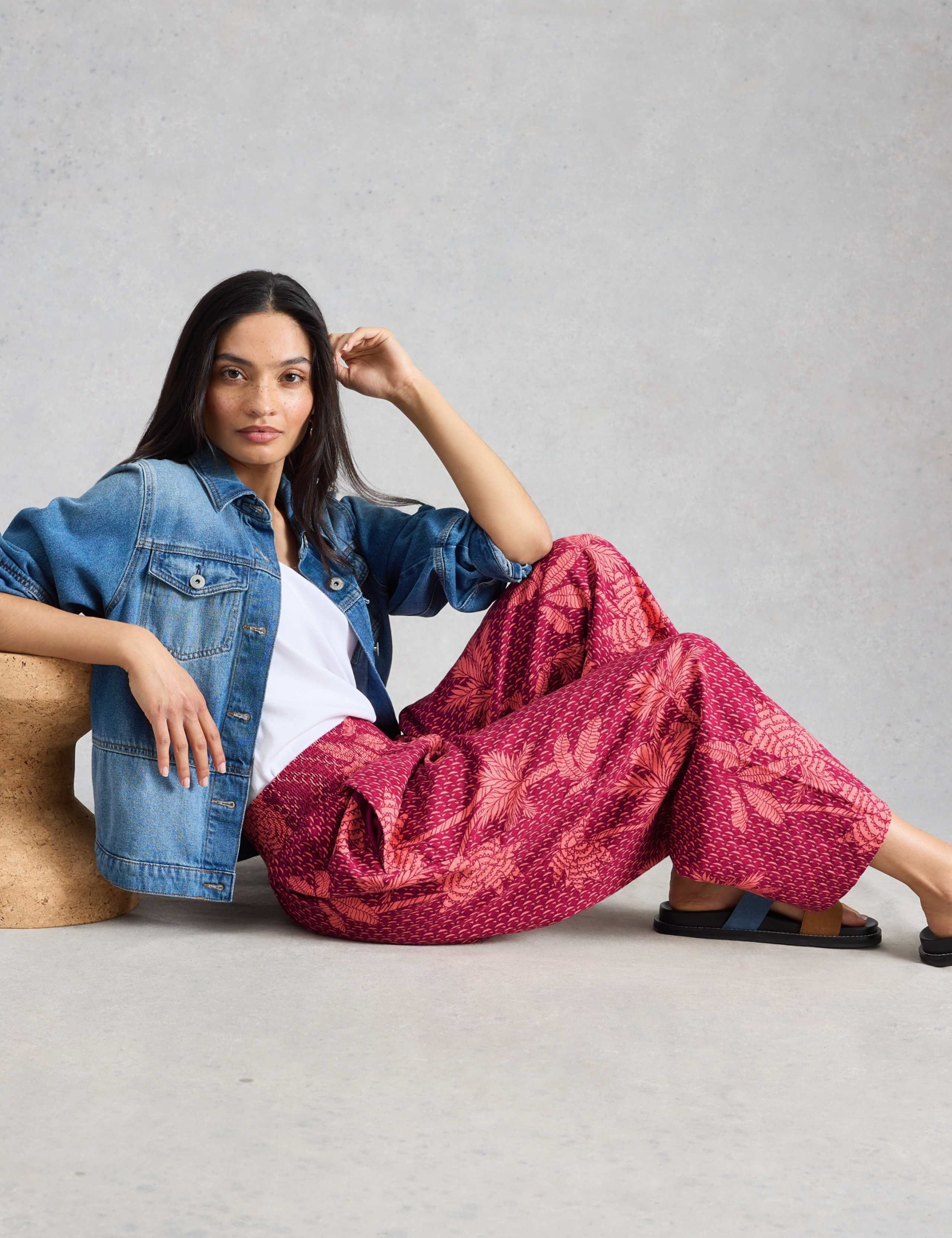 Linen Rich Printed Wide Leg Culottes 4 of 6