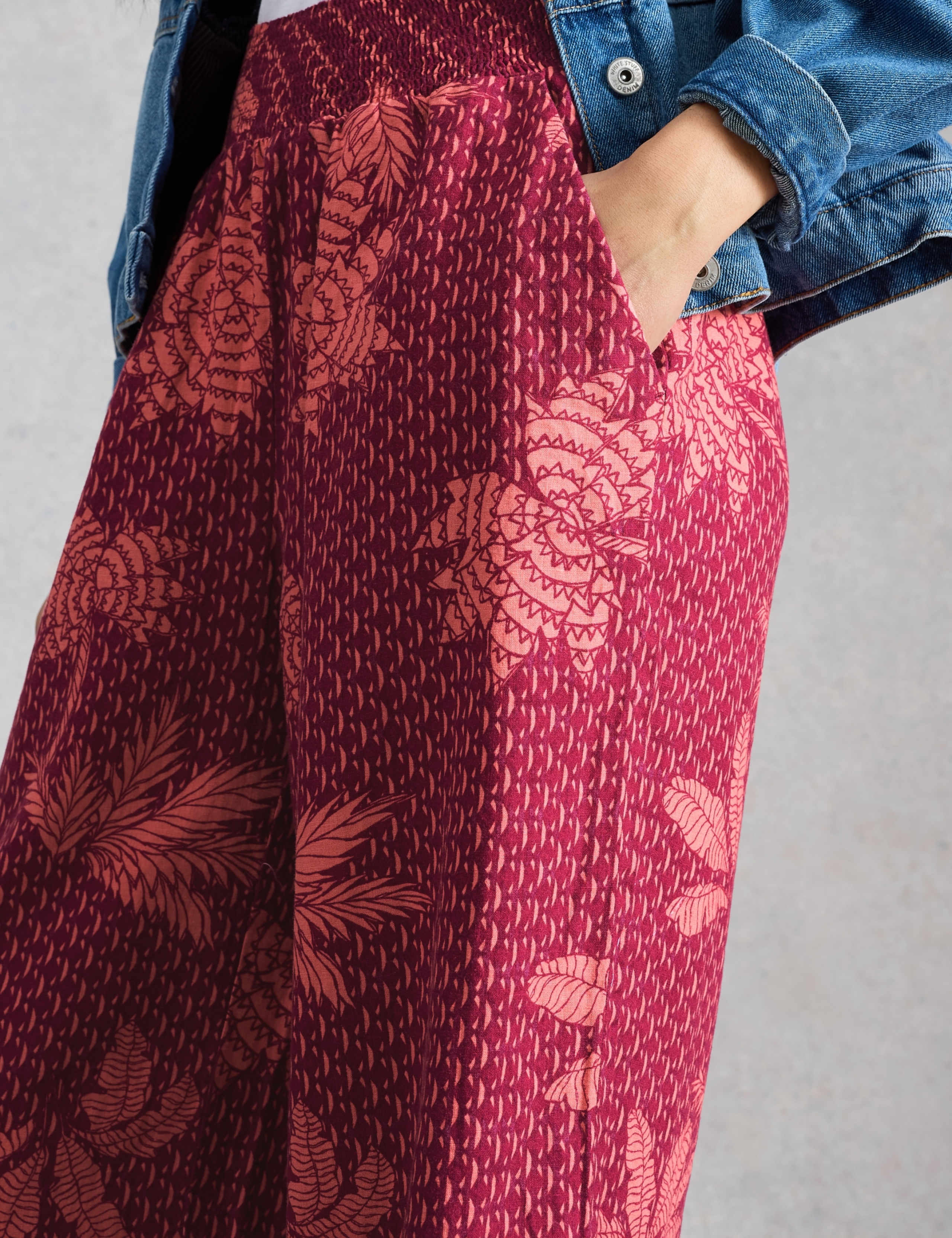 Linen Rich Printed Wide Leg Culottes 5 of 6