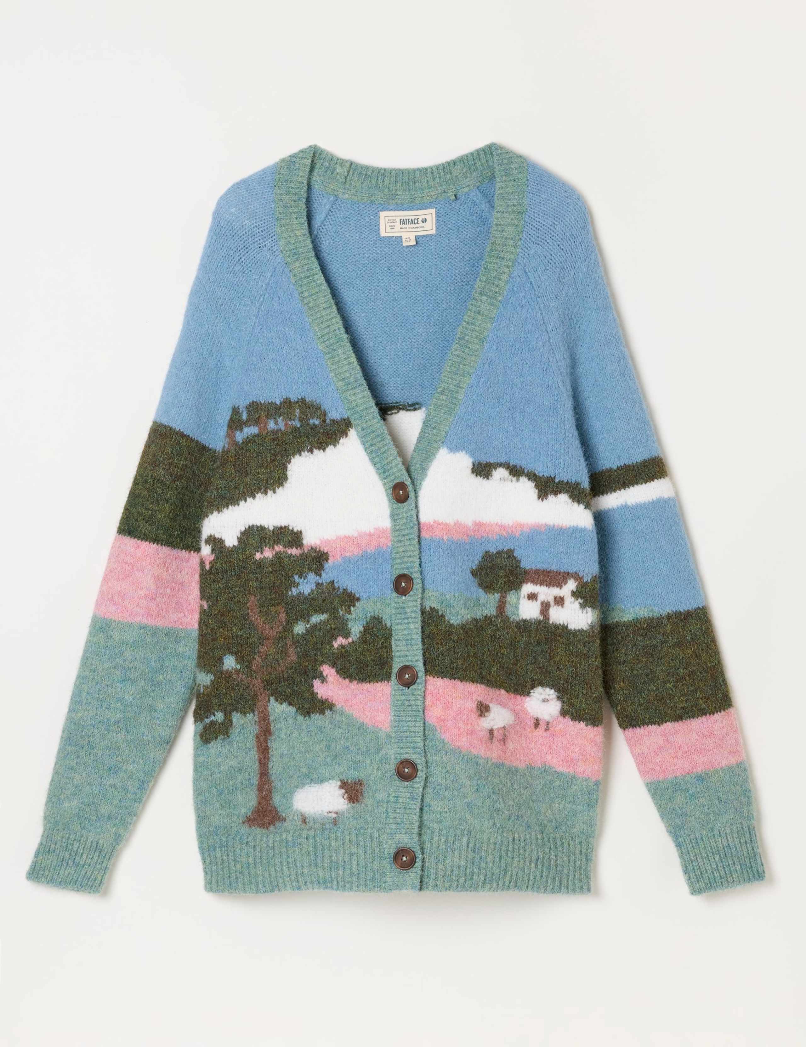 Wool Blend V-Neck Button Front Cardigan 2 of 5