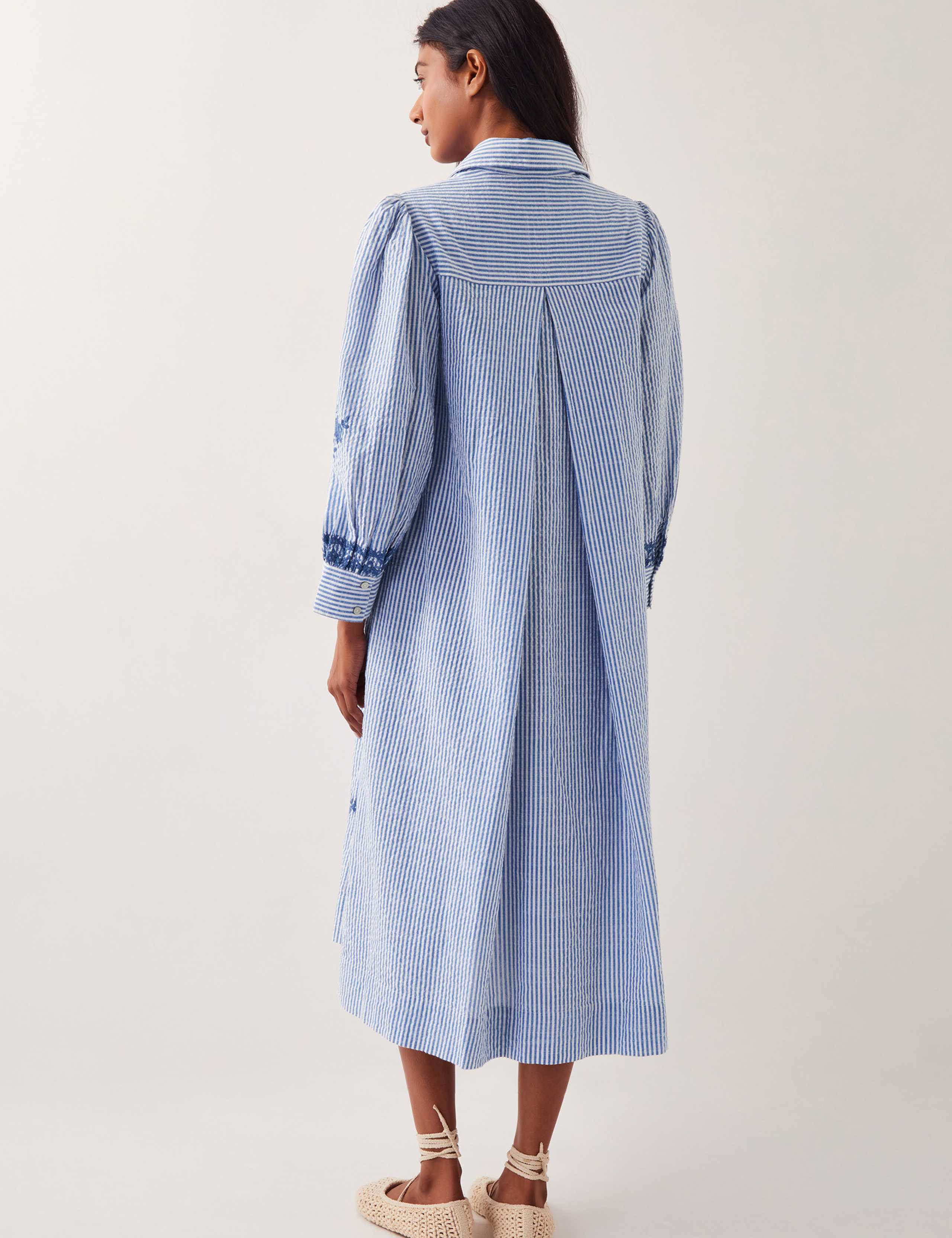 Pure Cotton Embroidered Midaxi Shirt Dress 3 of 4