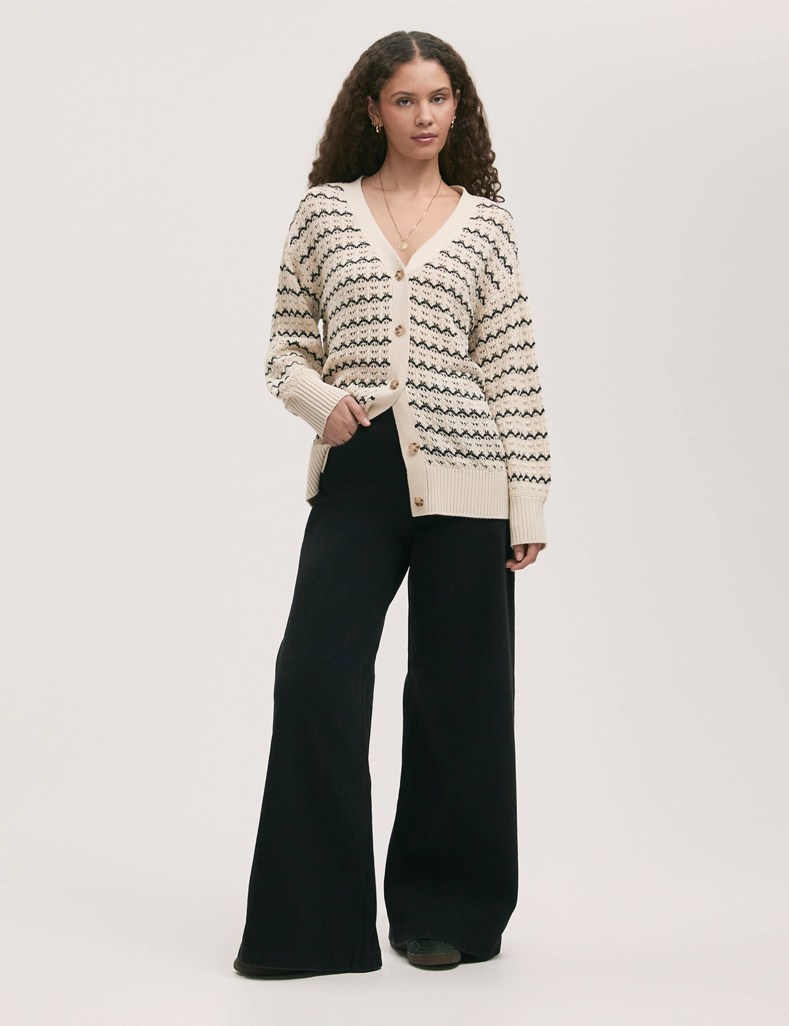 Cotton Rich Striped Long Sleeve Cardigan 2 of 4