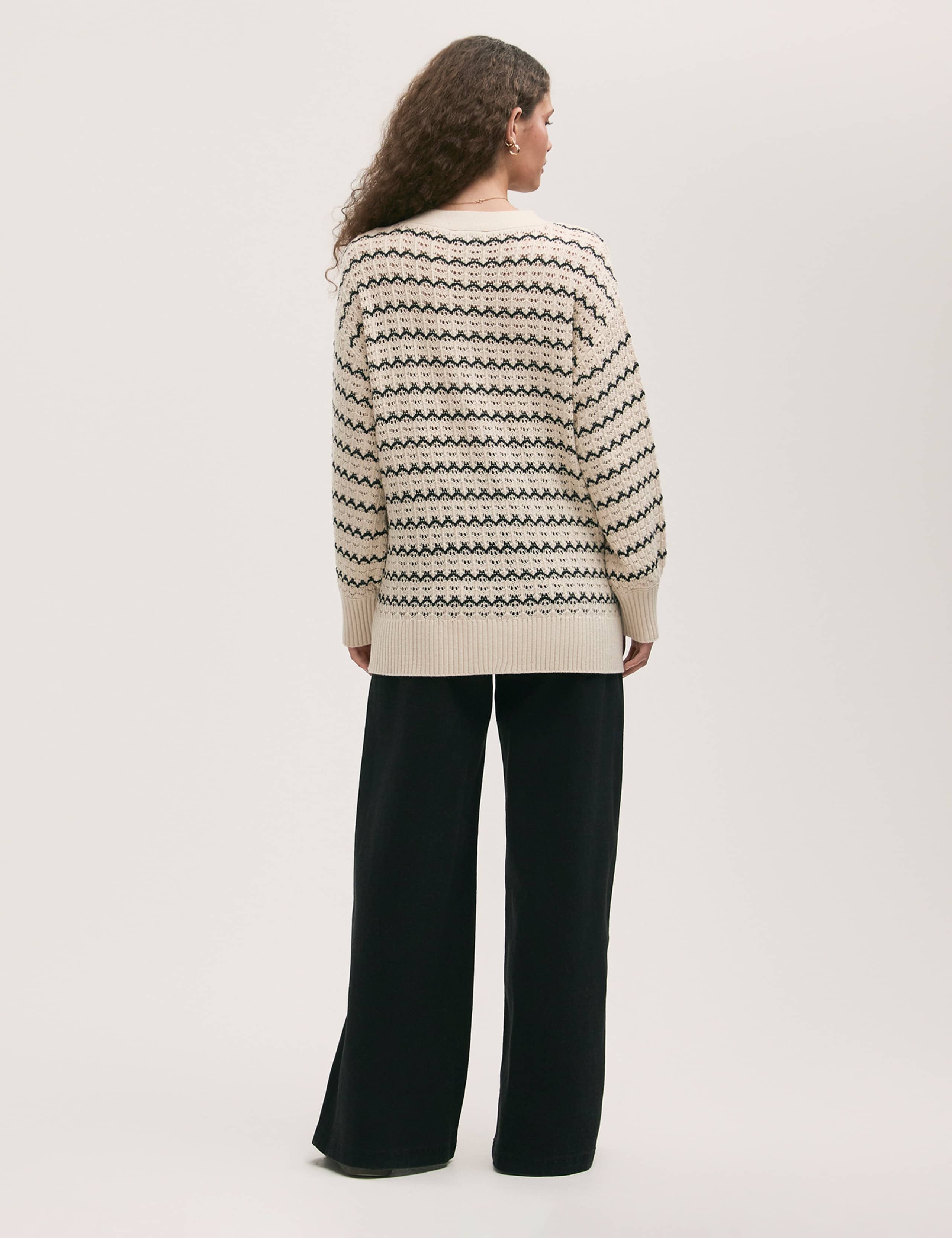 Cotton Rich Striped Long Sleeve Cardigan 3 of 4