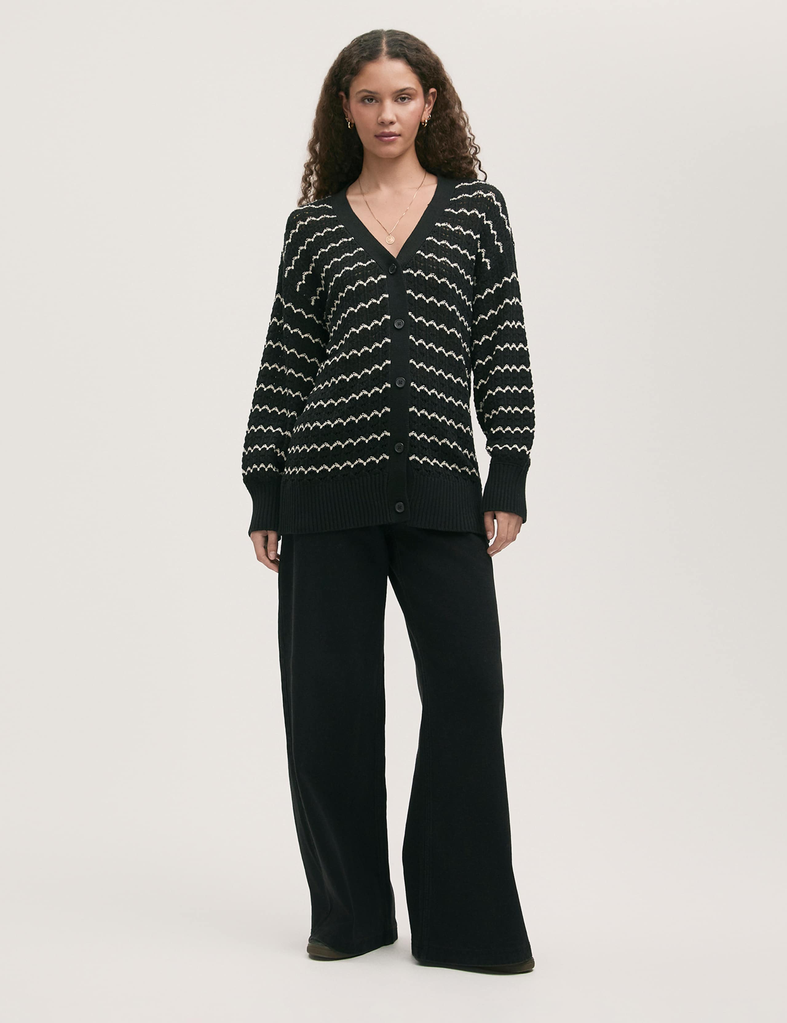 Cotton Rich Striped Long Sleeve Cardigan 2 of 4