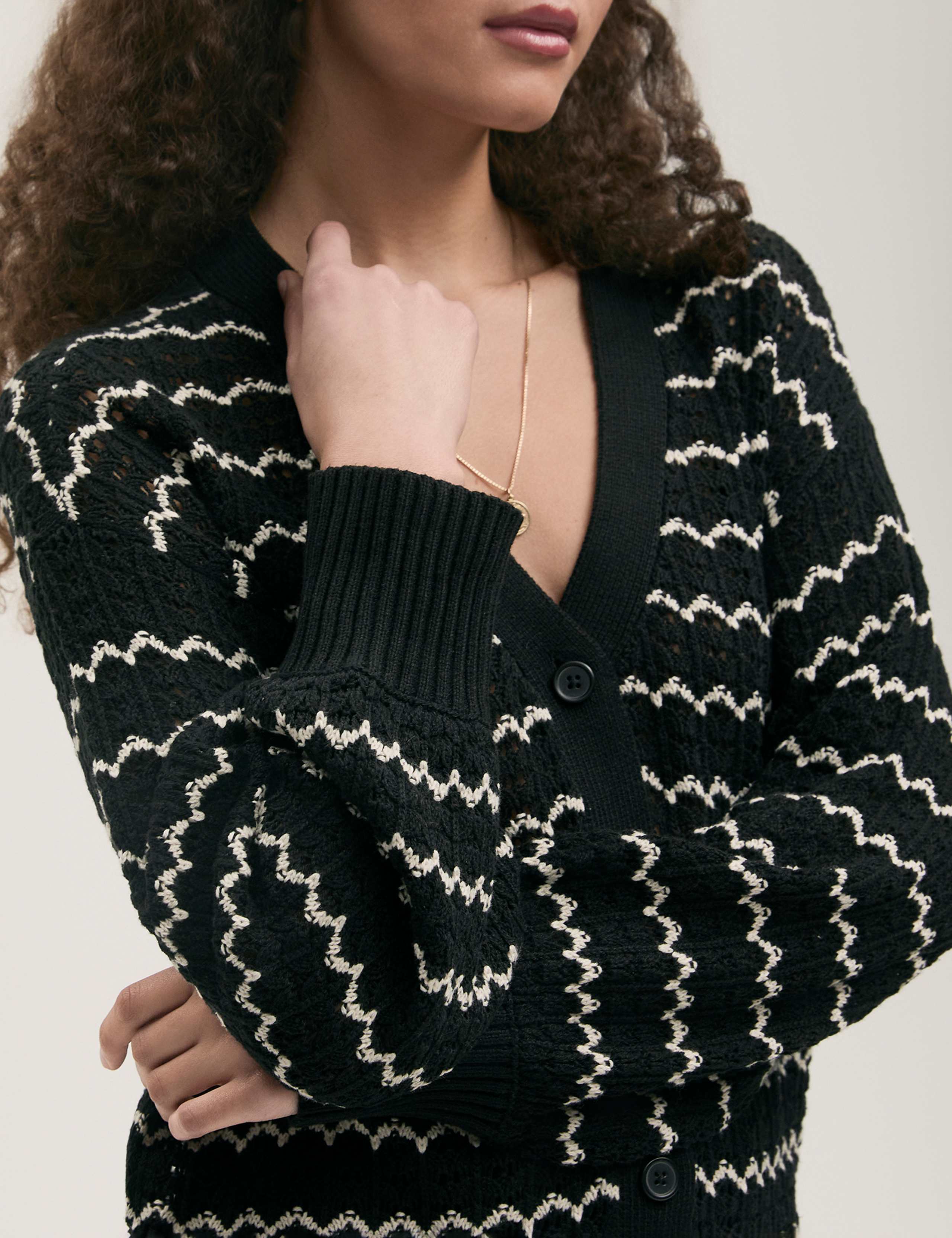 Cotton Rich Striped Long Sleeve Cardigan 4 of 4