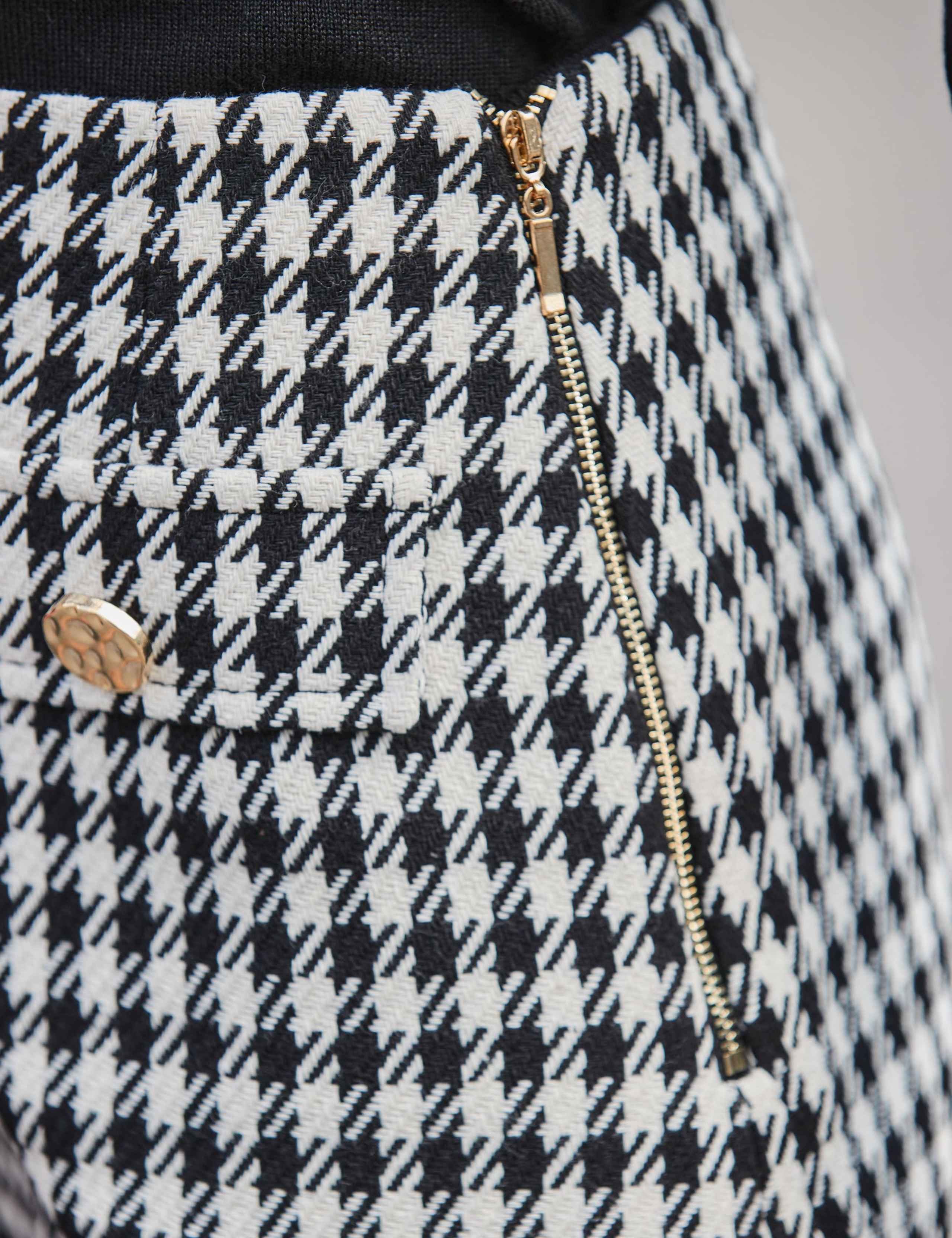 Cotton Blend Dogtooth Button Detail Mini Skirt 8 of 8