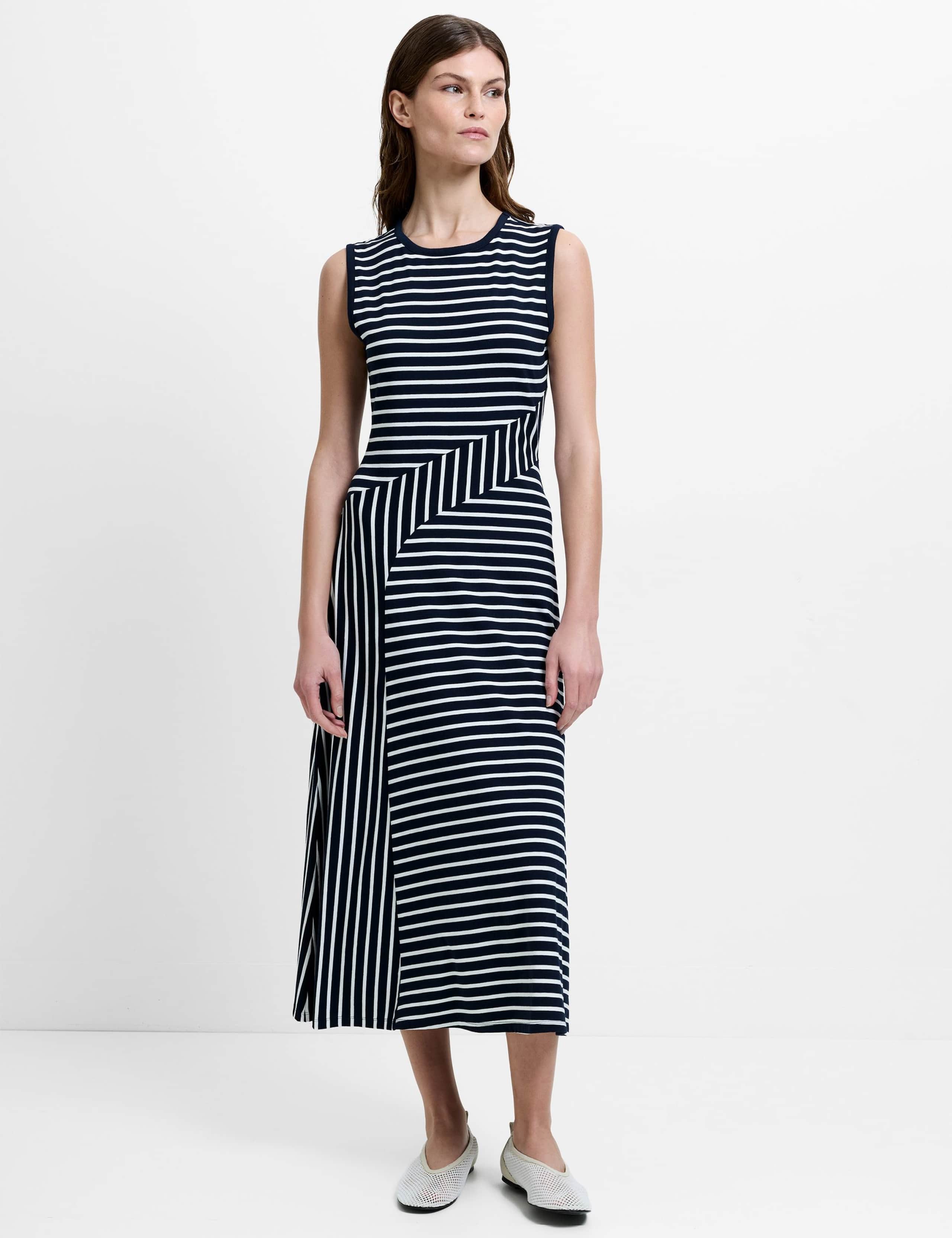 Jersey Striped Midi Skater Dress 2 of 6