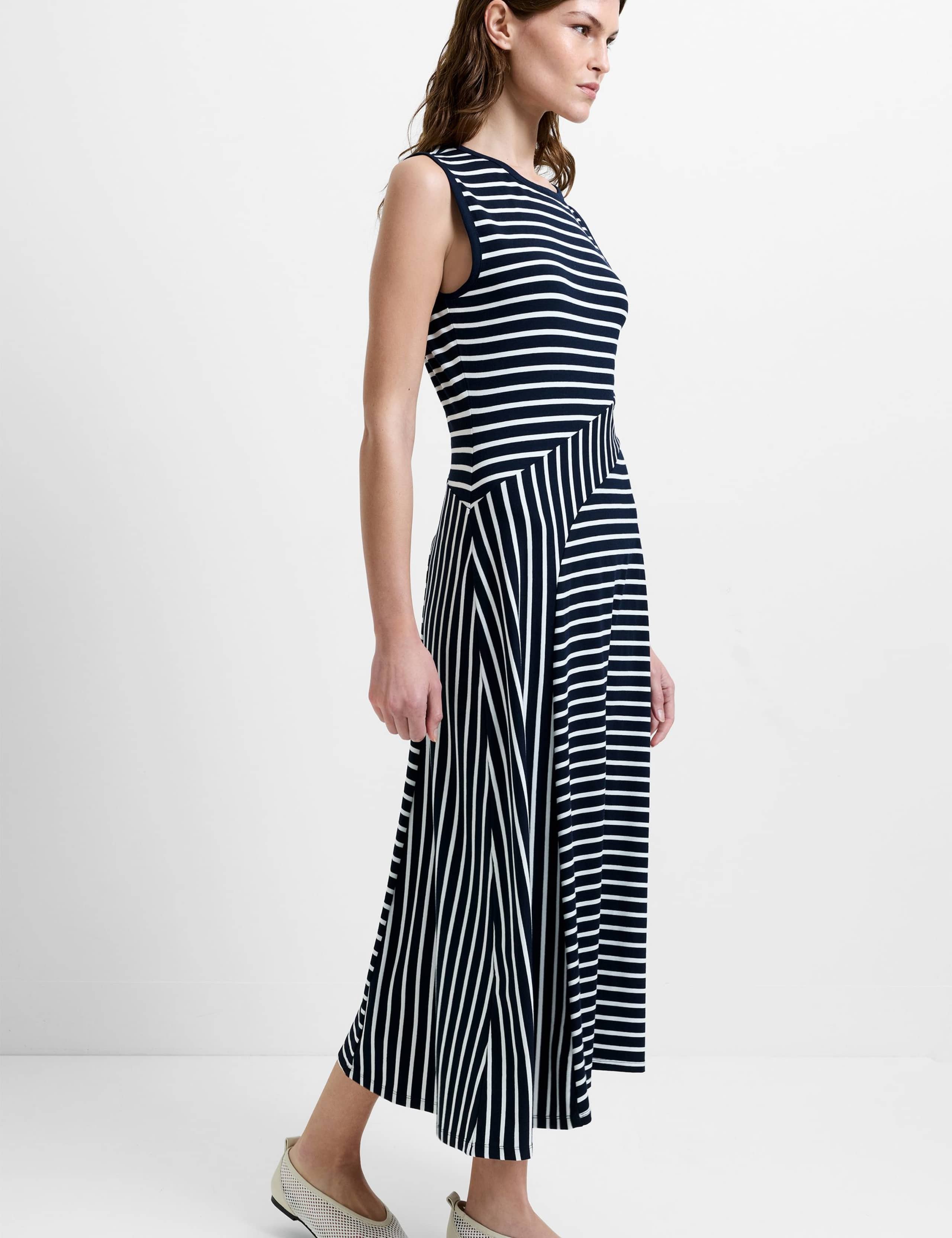 Jersey Striped Midi Skater Dress 3 of 6