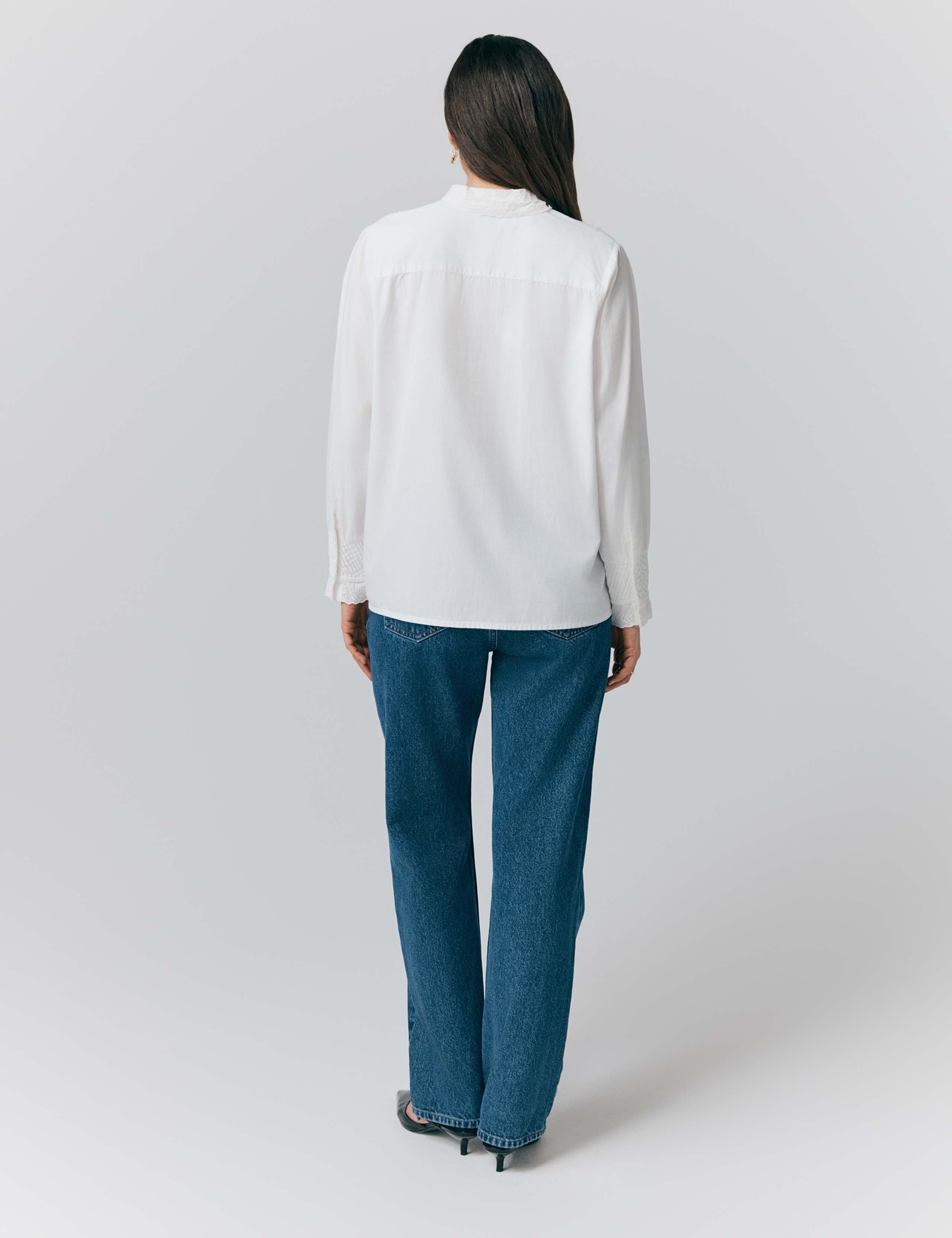 Pure Cotton EmbroideredLace Detail Shirt 2 of 4