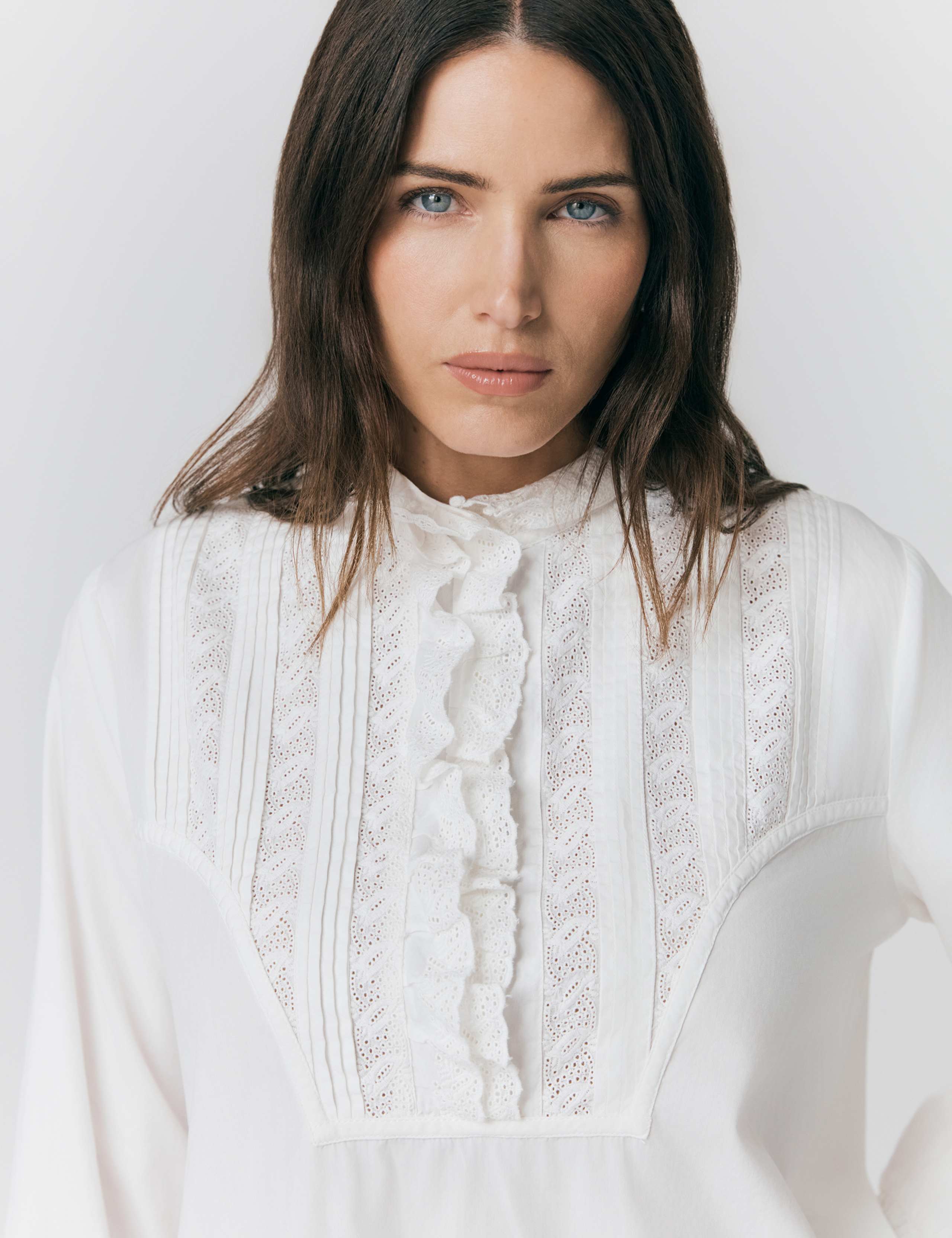 Pure Cotton EmbroideredLace Detail Shirt 3 of 4
