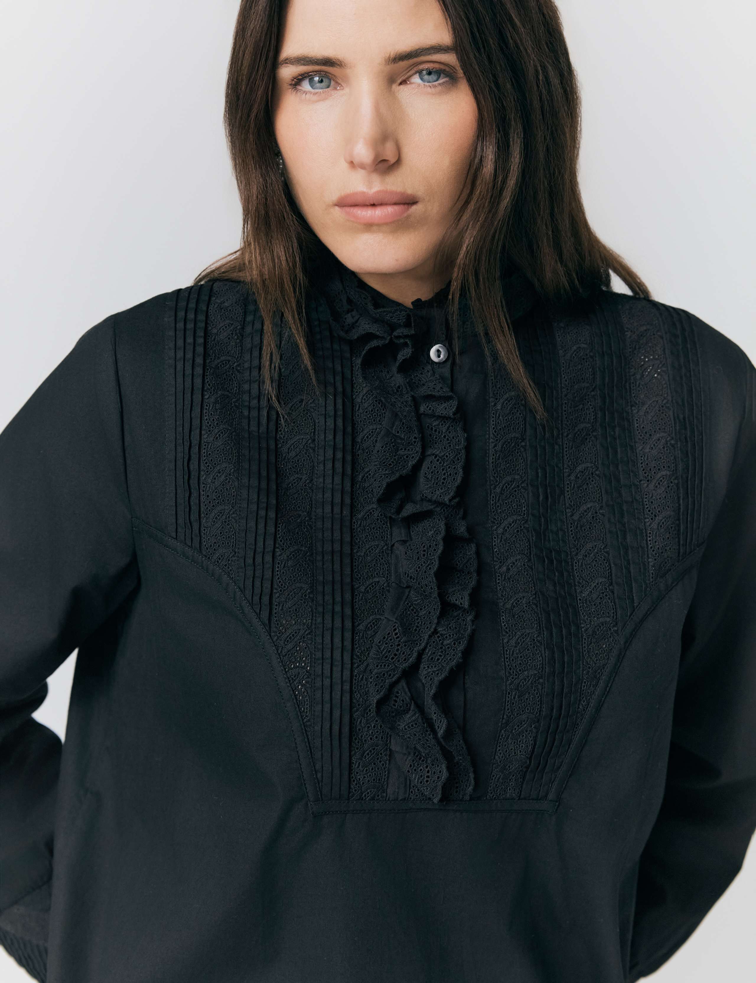 Pure Cotton EmbroideredLace Detail Shirt 4 of 4