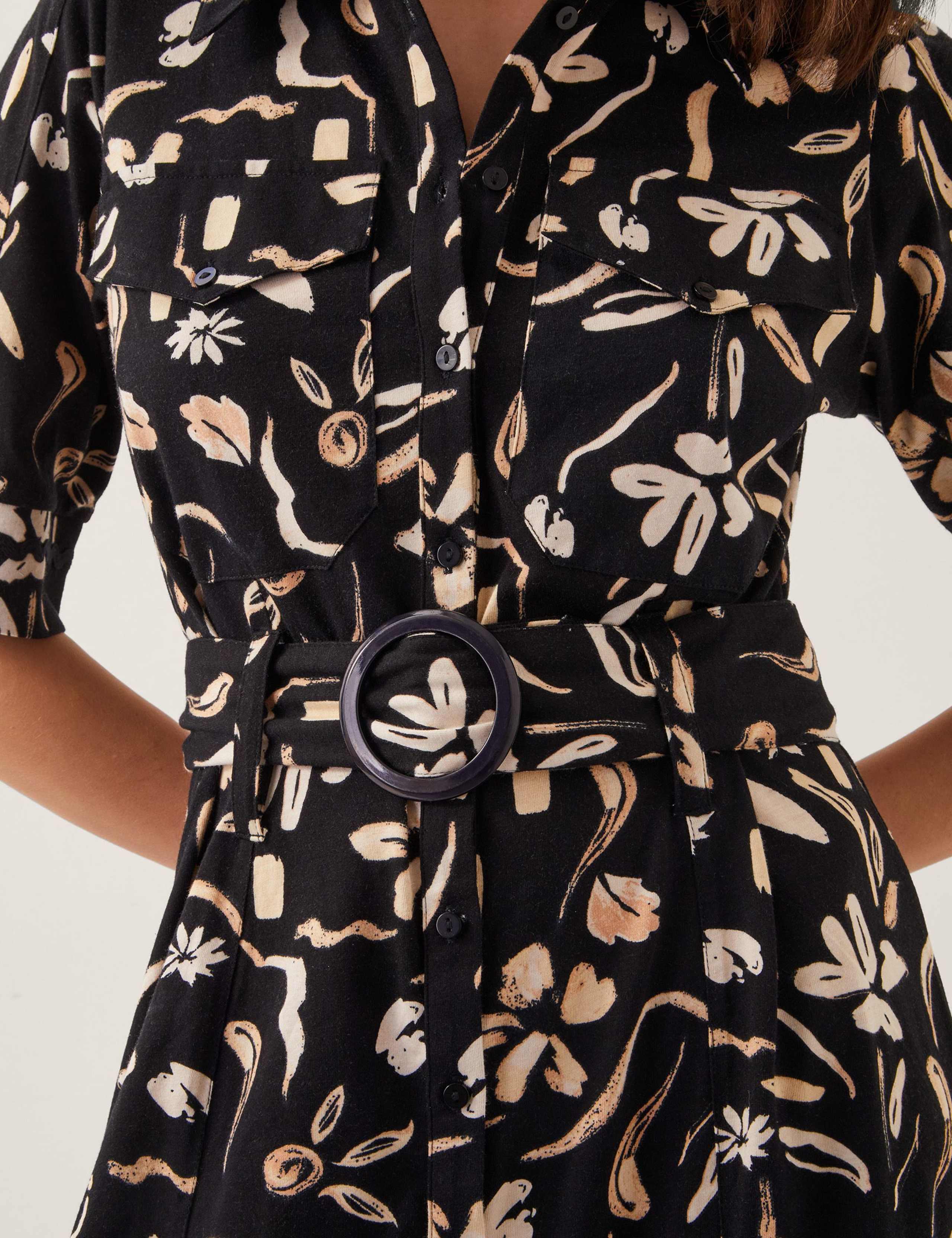 Jersey Printed Button Through Midi Dress 2 of 4