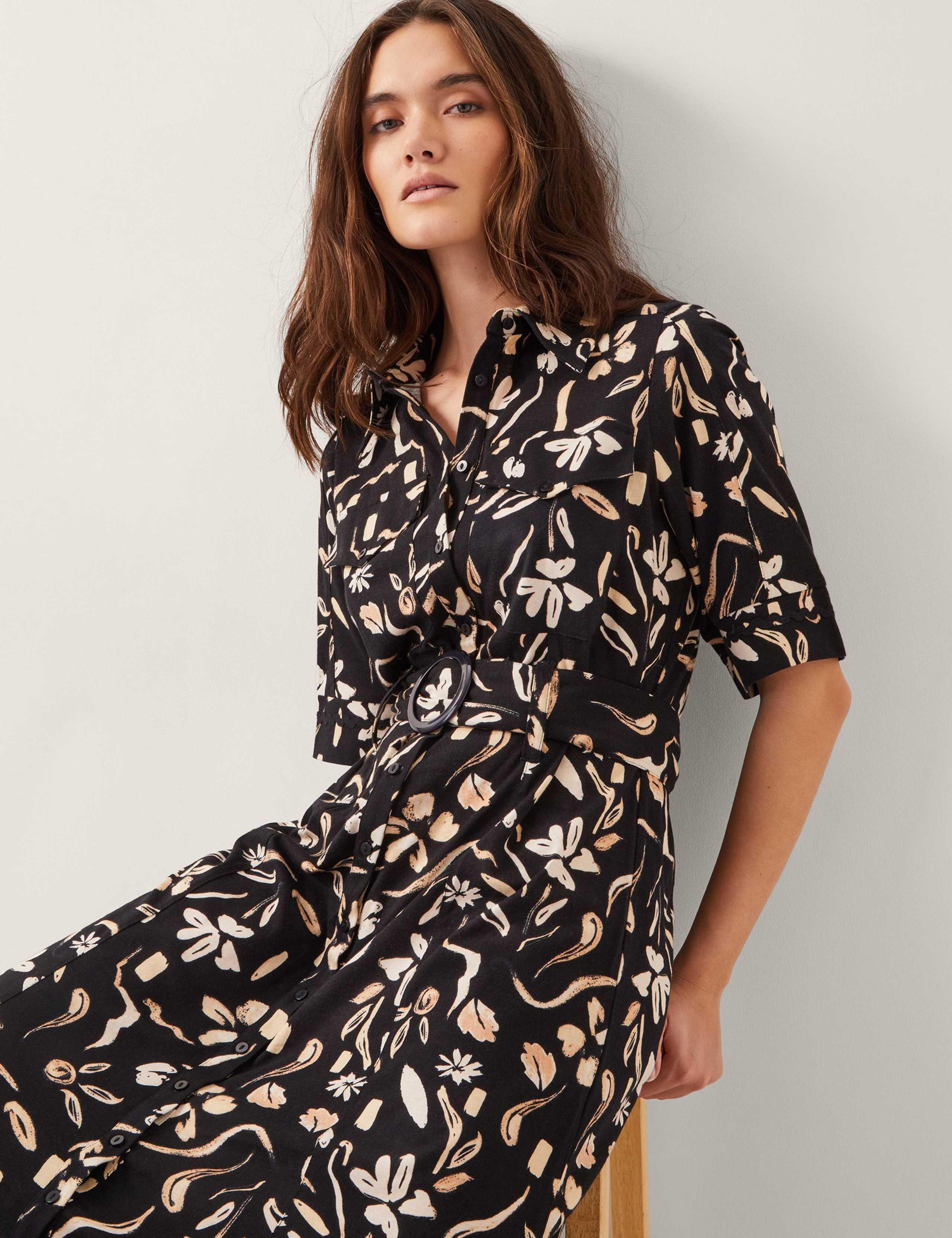 Jersey Printed Button Through Midi Dress 3 of 4