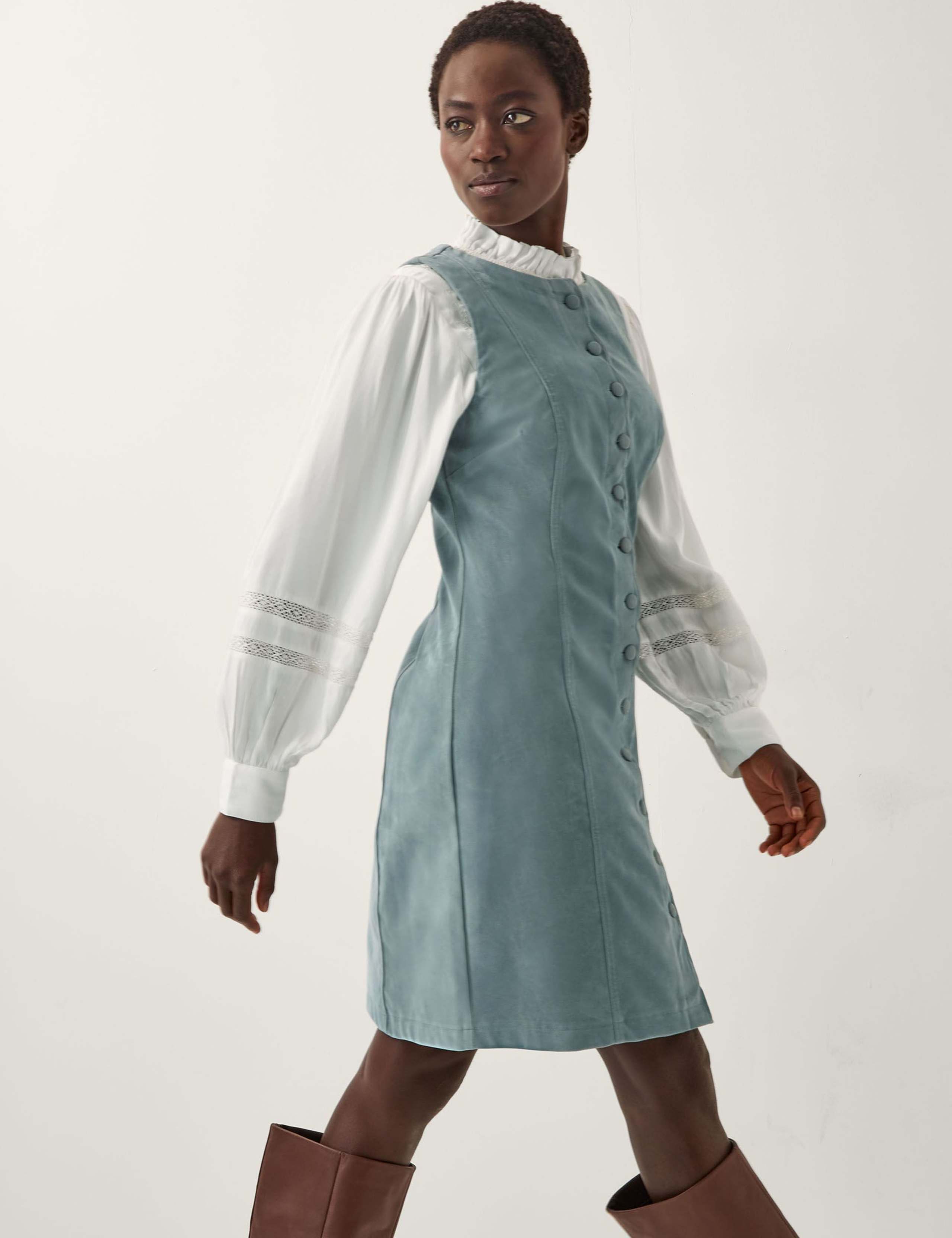 Cord Button Through Knee Length Dress 3 of 5
