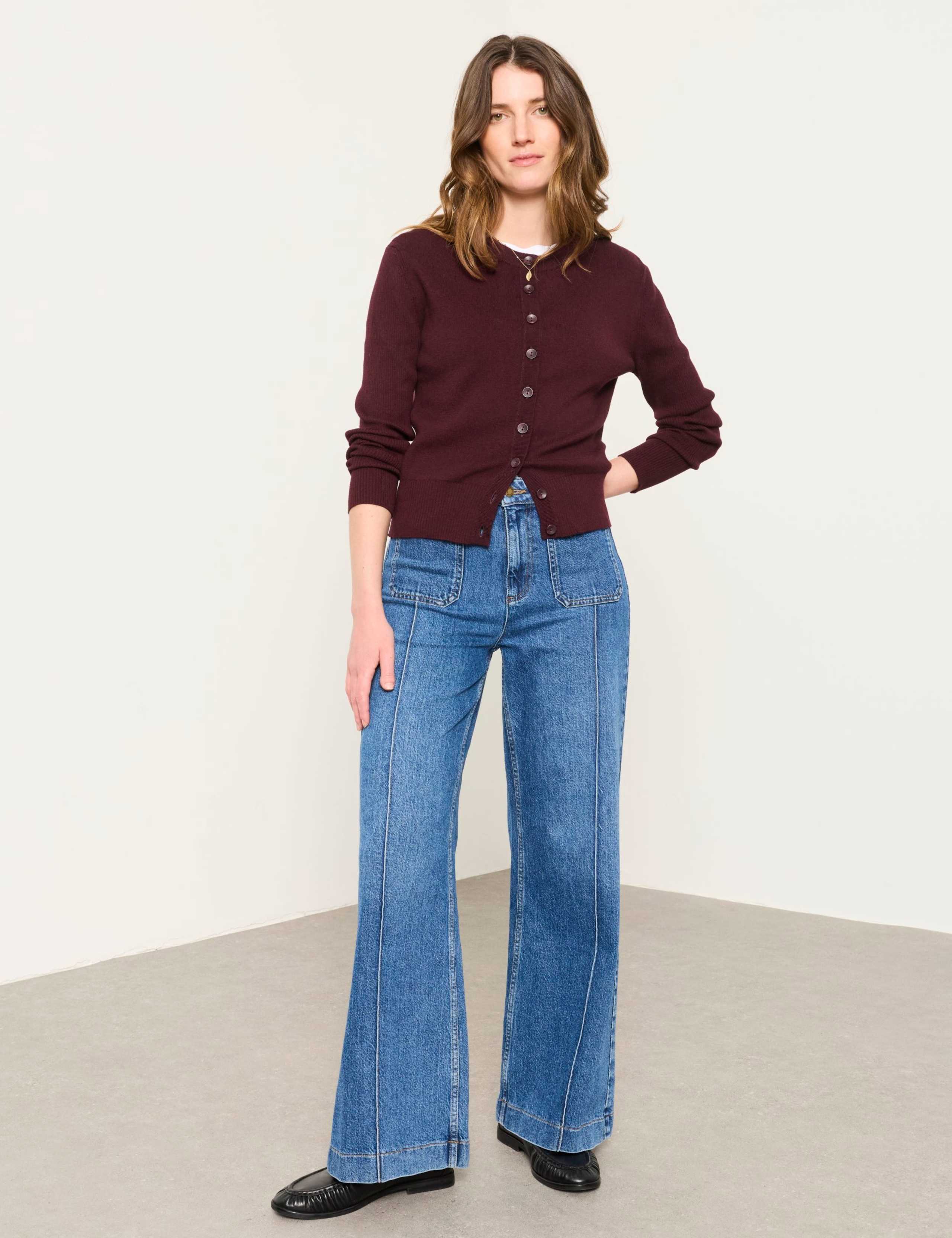 Cotton Blend Ribbed Button Front Cardigan 4 of 6