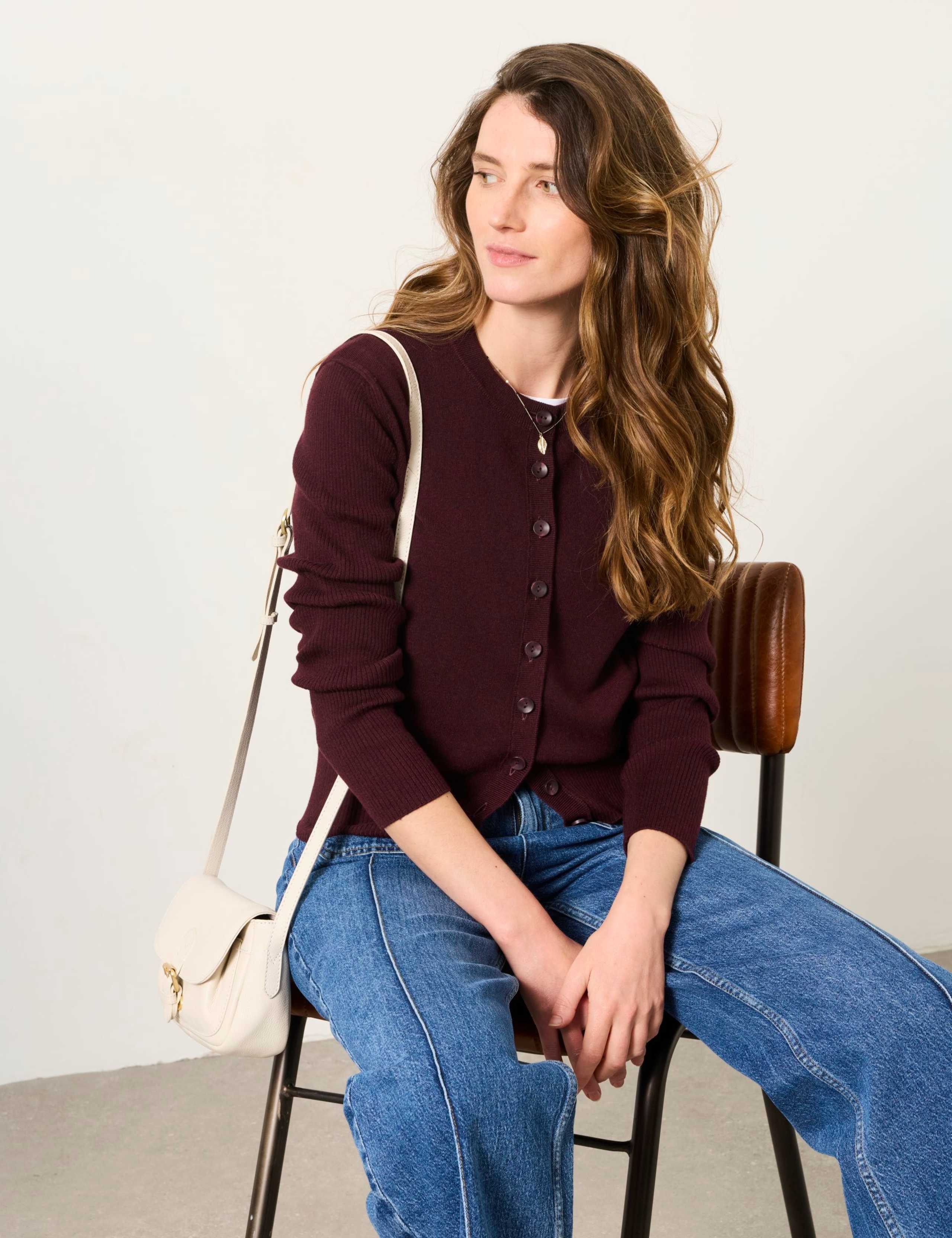 Cotton Blend Ribbed Button Front Cardigan 5 of 6