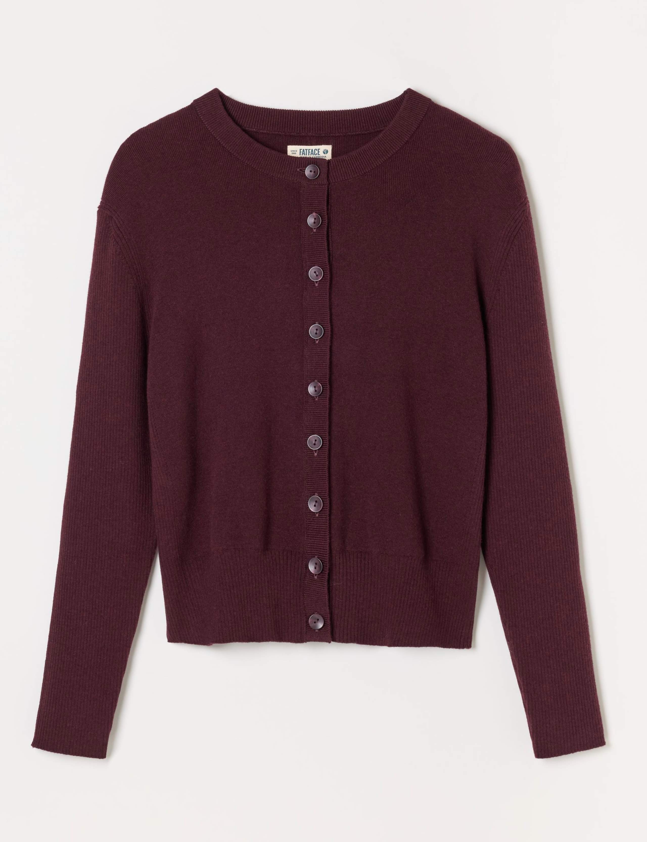 Cotton Blend Ribbed Button Front Cardigan 2 of 6