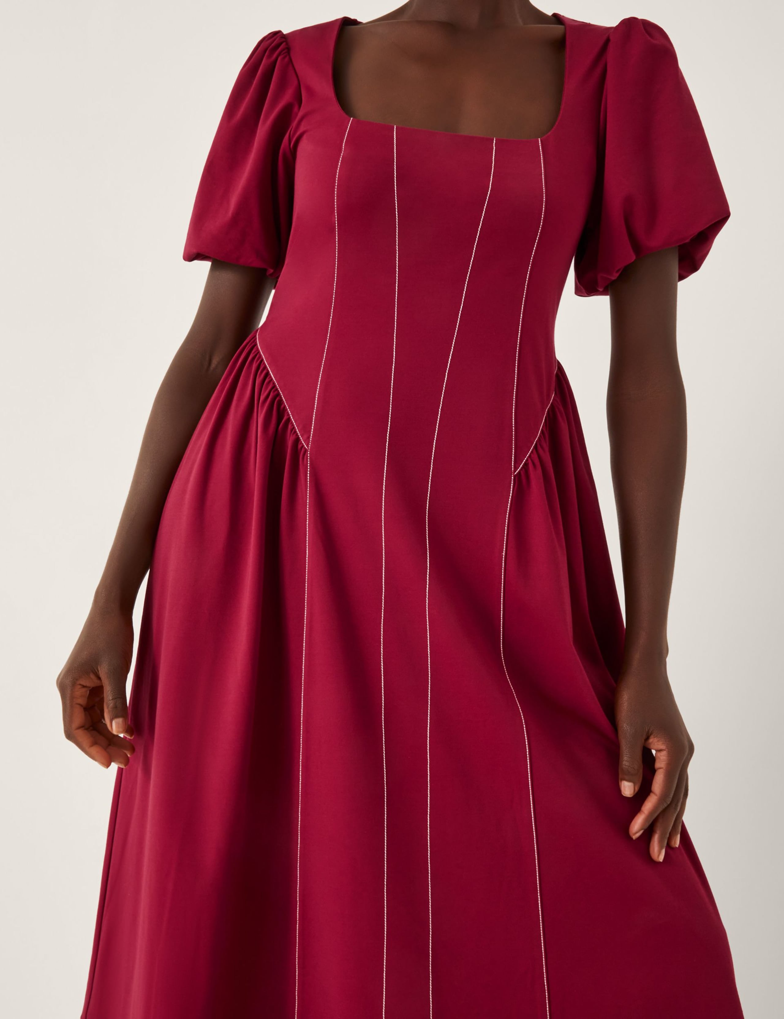 Jersey Square Neck Puff Sleeve Midi Dress 4 of 4