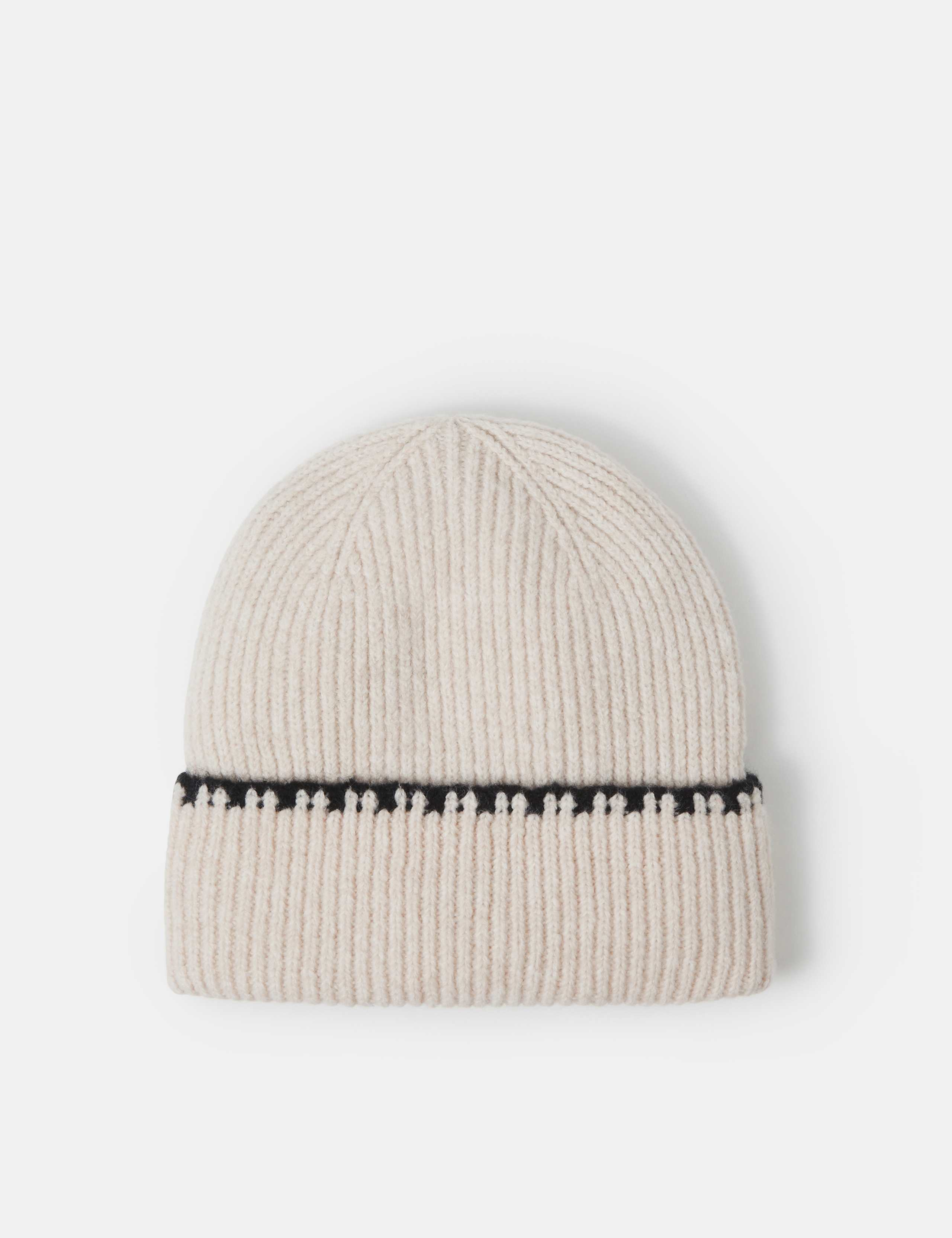 Knitted Turn Up Beanie Hat 1 of 2