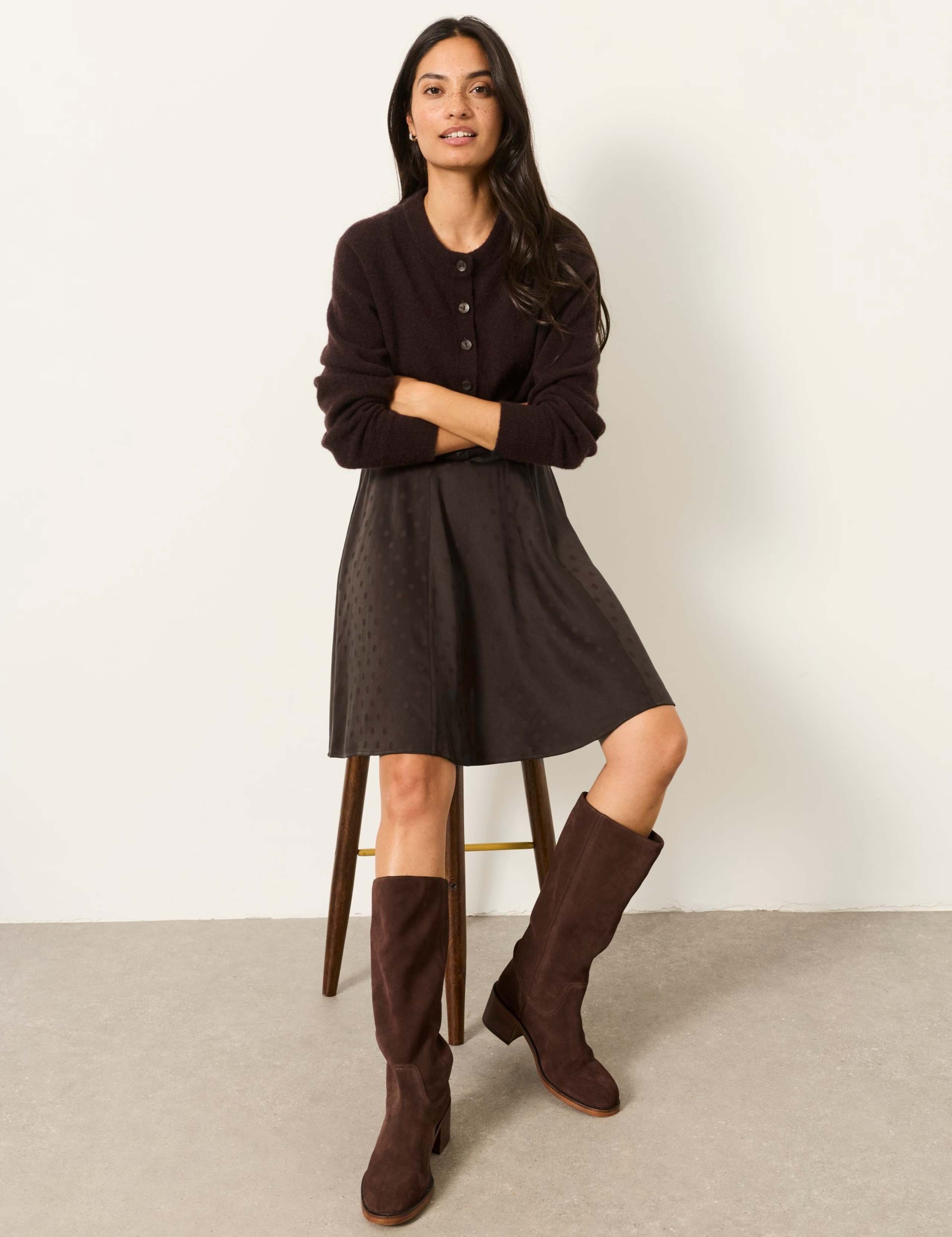 Jacquard Polka Dot Mini A-Line Skirt 3 of 6