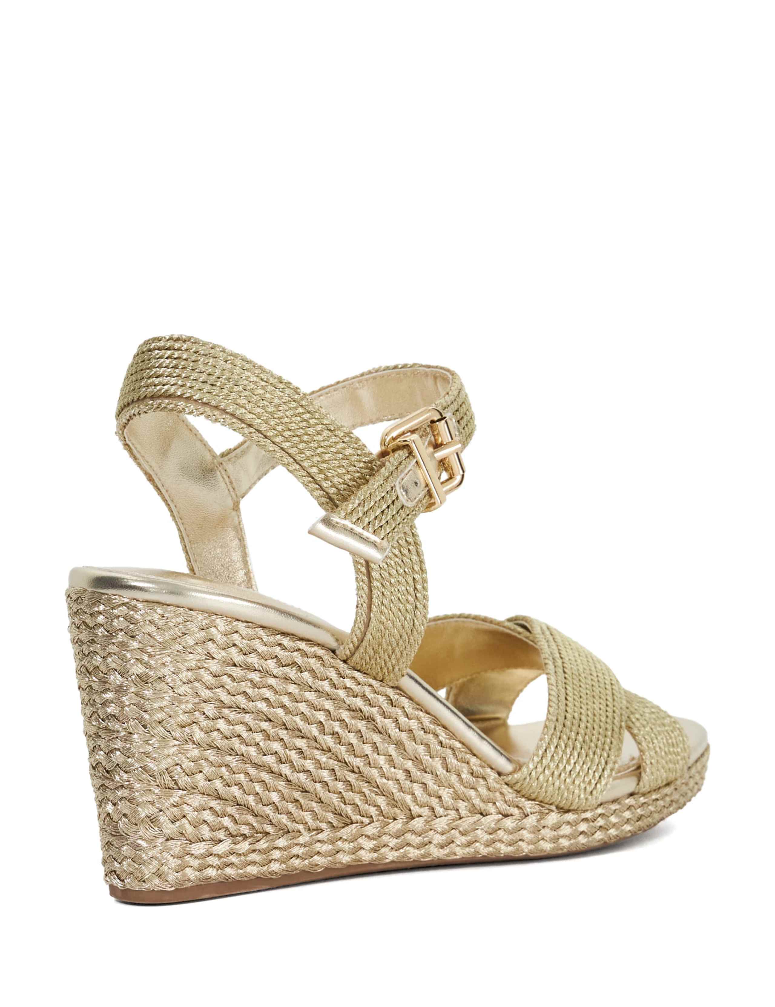 Metallic Raffia Wedge Sandals 4 of 5