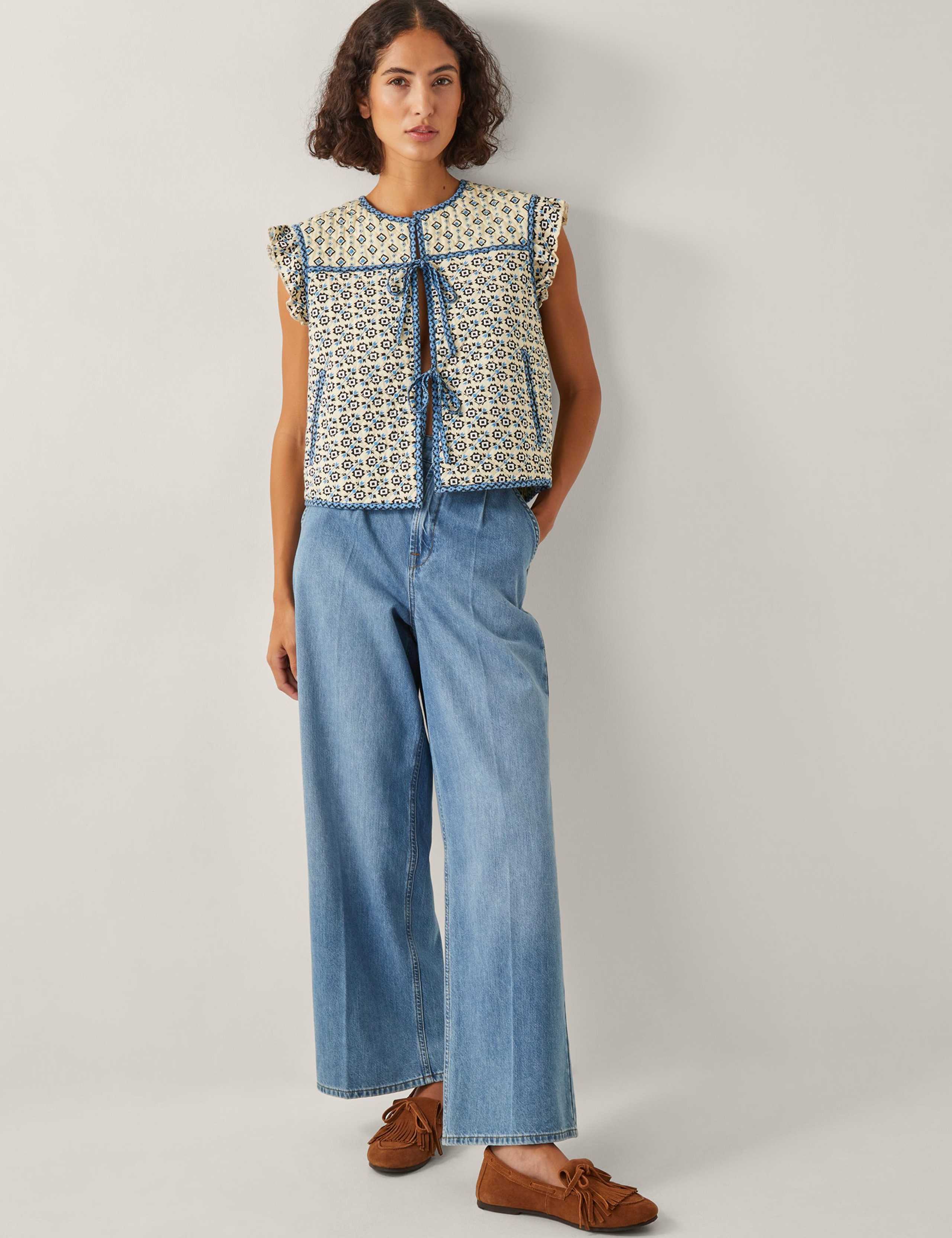 Pure Cotton Geometric Quilted Gilet 3 of 5