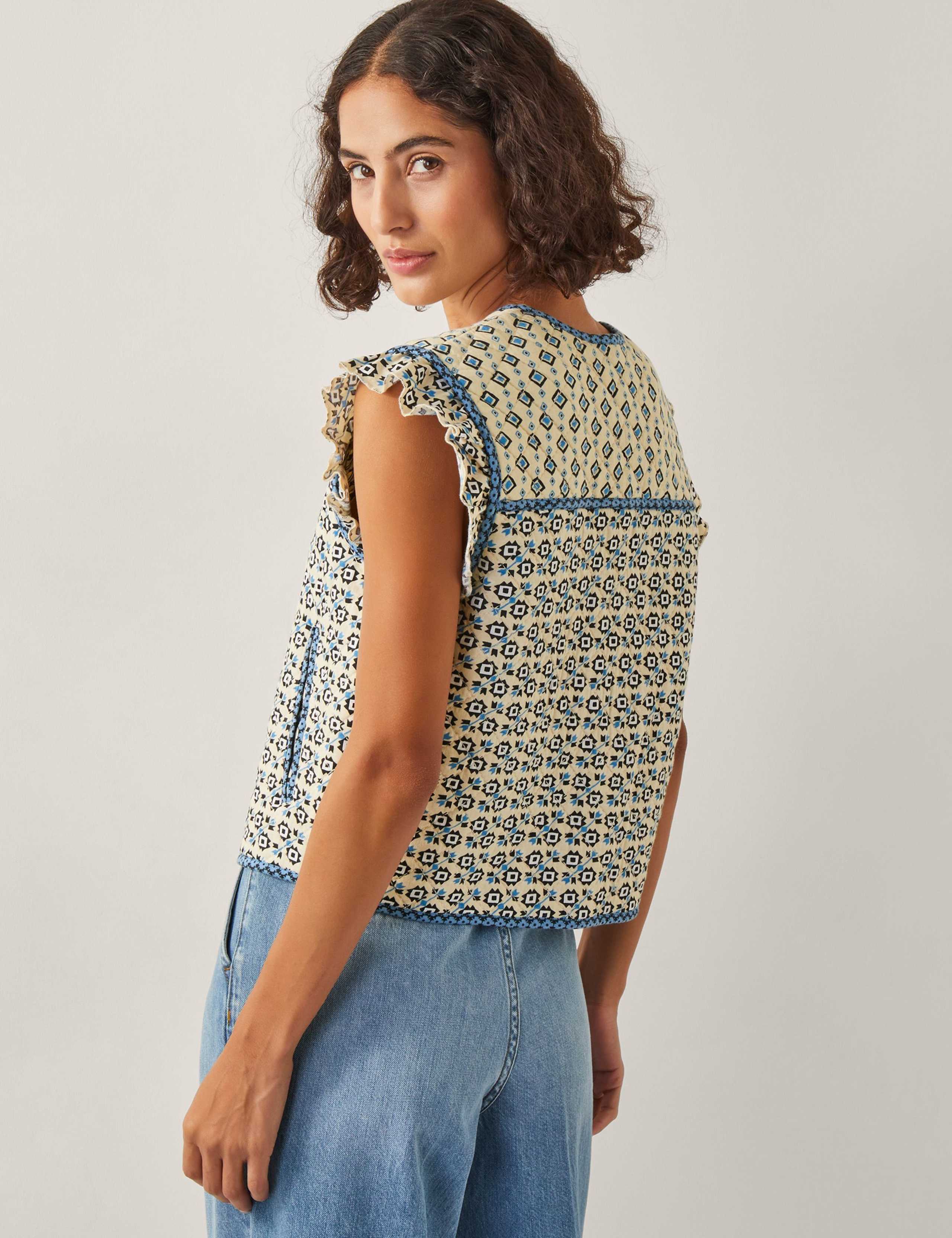 Pure Cotton Geometric Quilted Gilet 4 of 5