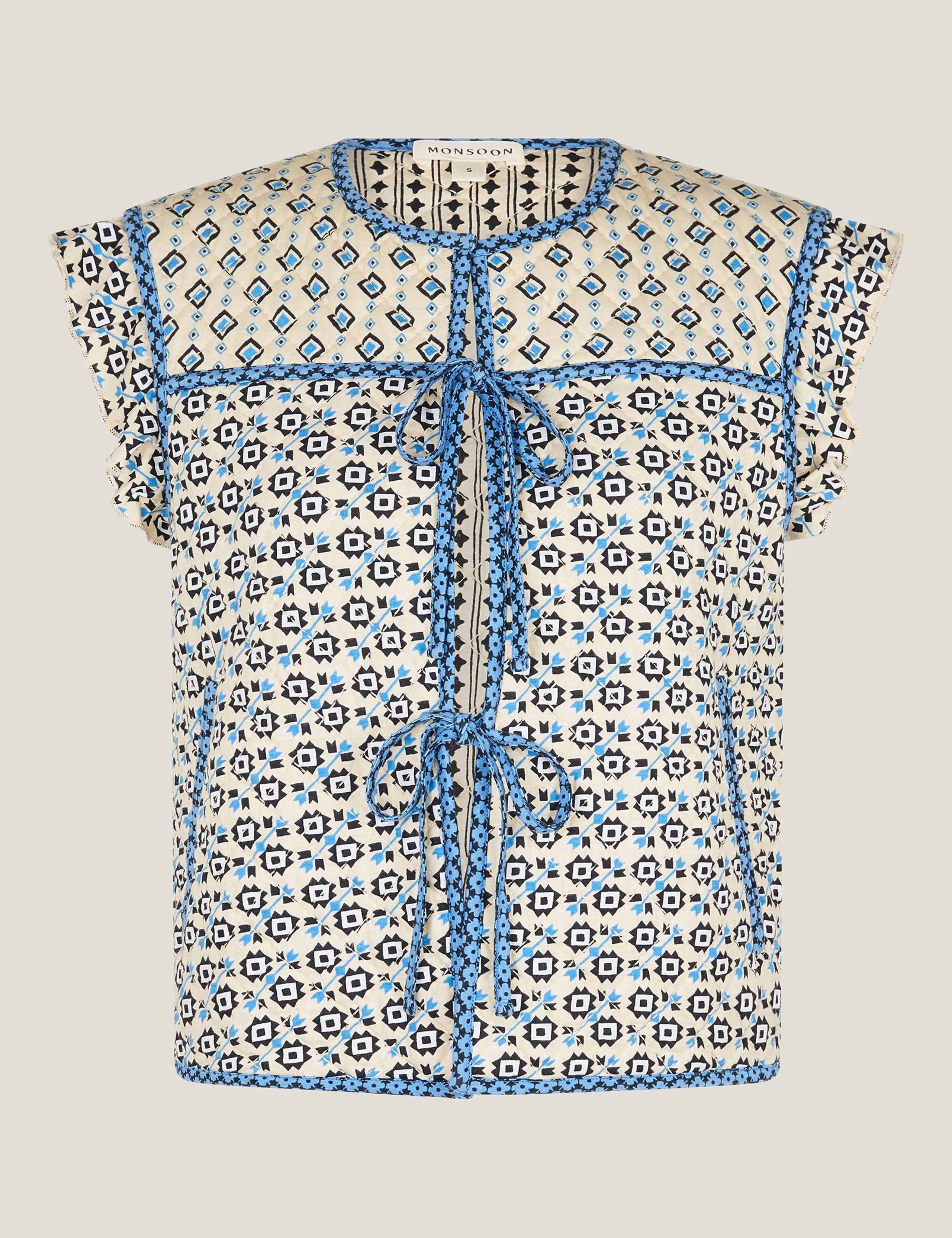 Pure Cotton Geometric Quilted Gilet 2 of 5