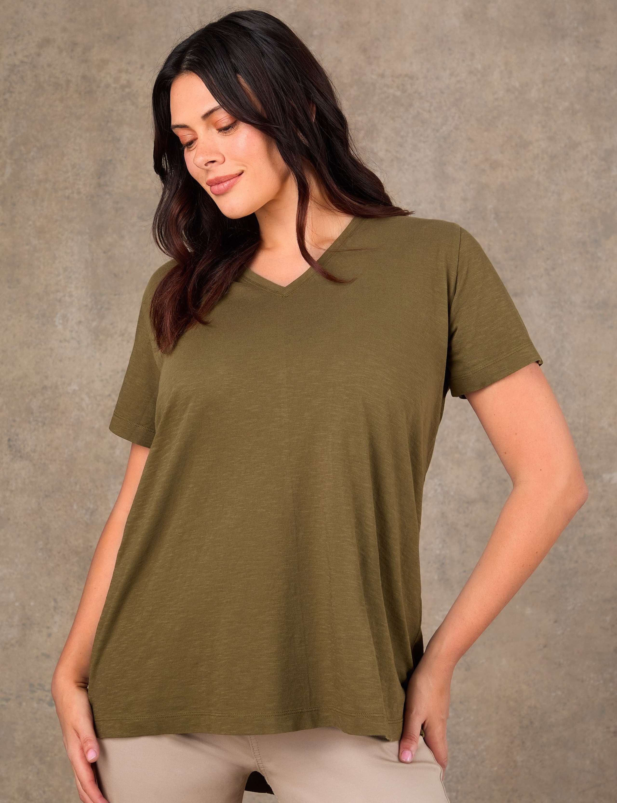 Jersey V-Neck Longline T-Shirt 1 of 2
