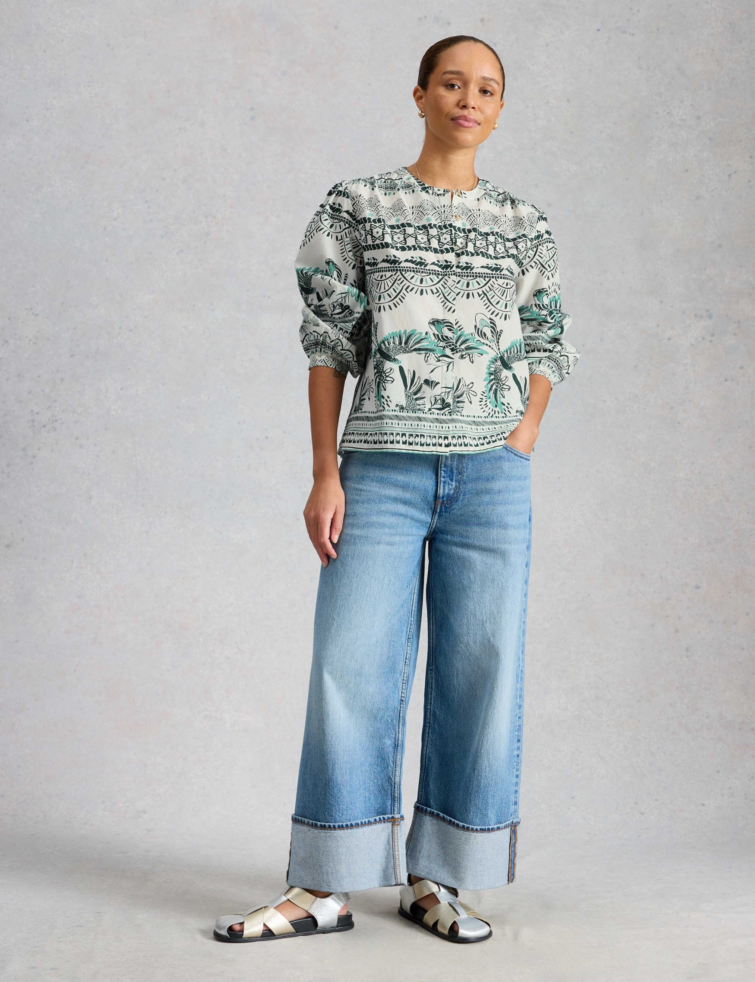 Pure Cotton Printed Puff Sleeve Blouse 3 of 6