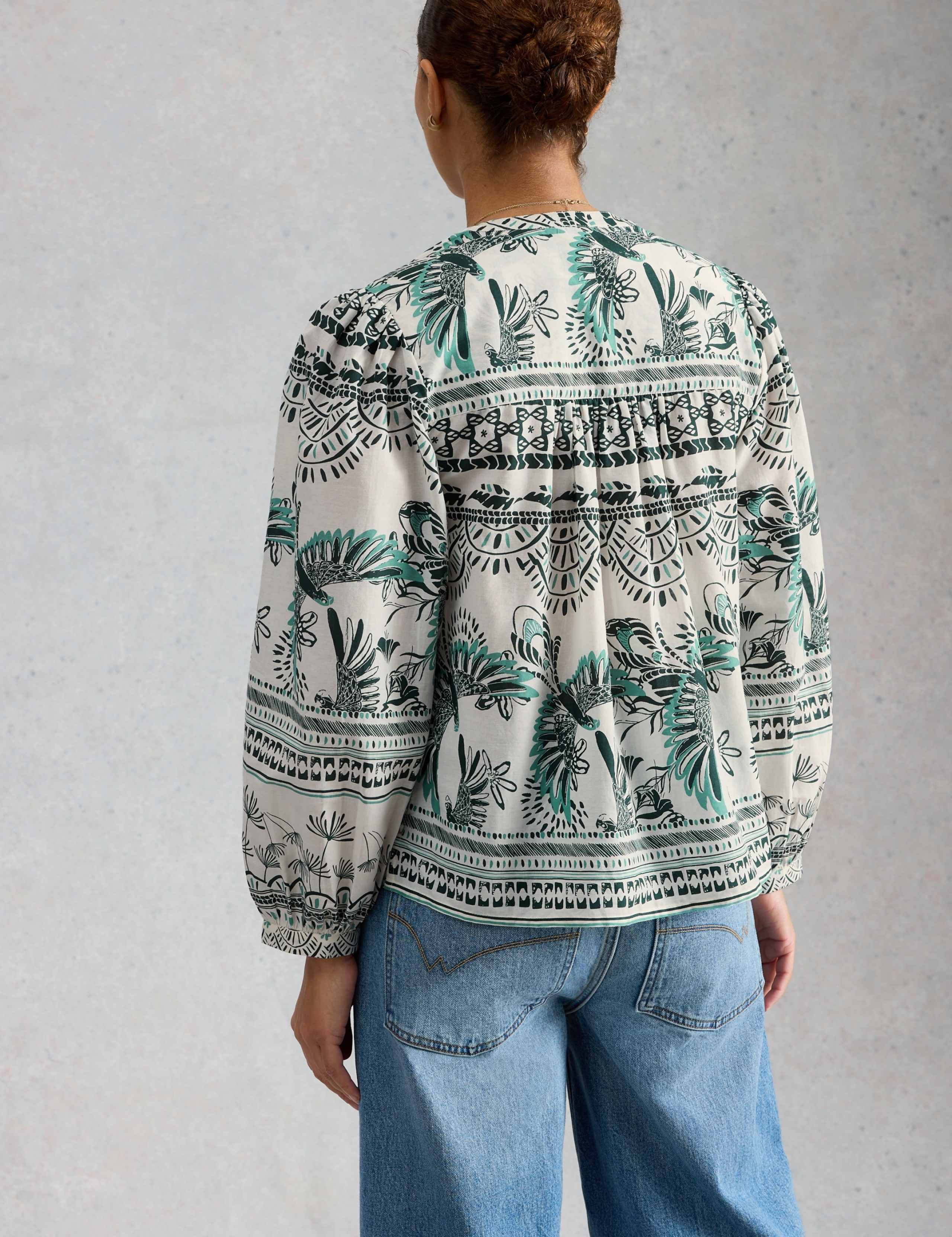 Pure Cotton Printed Puff Sleeve Blouse 5 of 6
