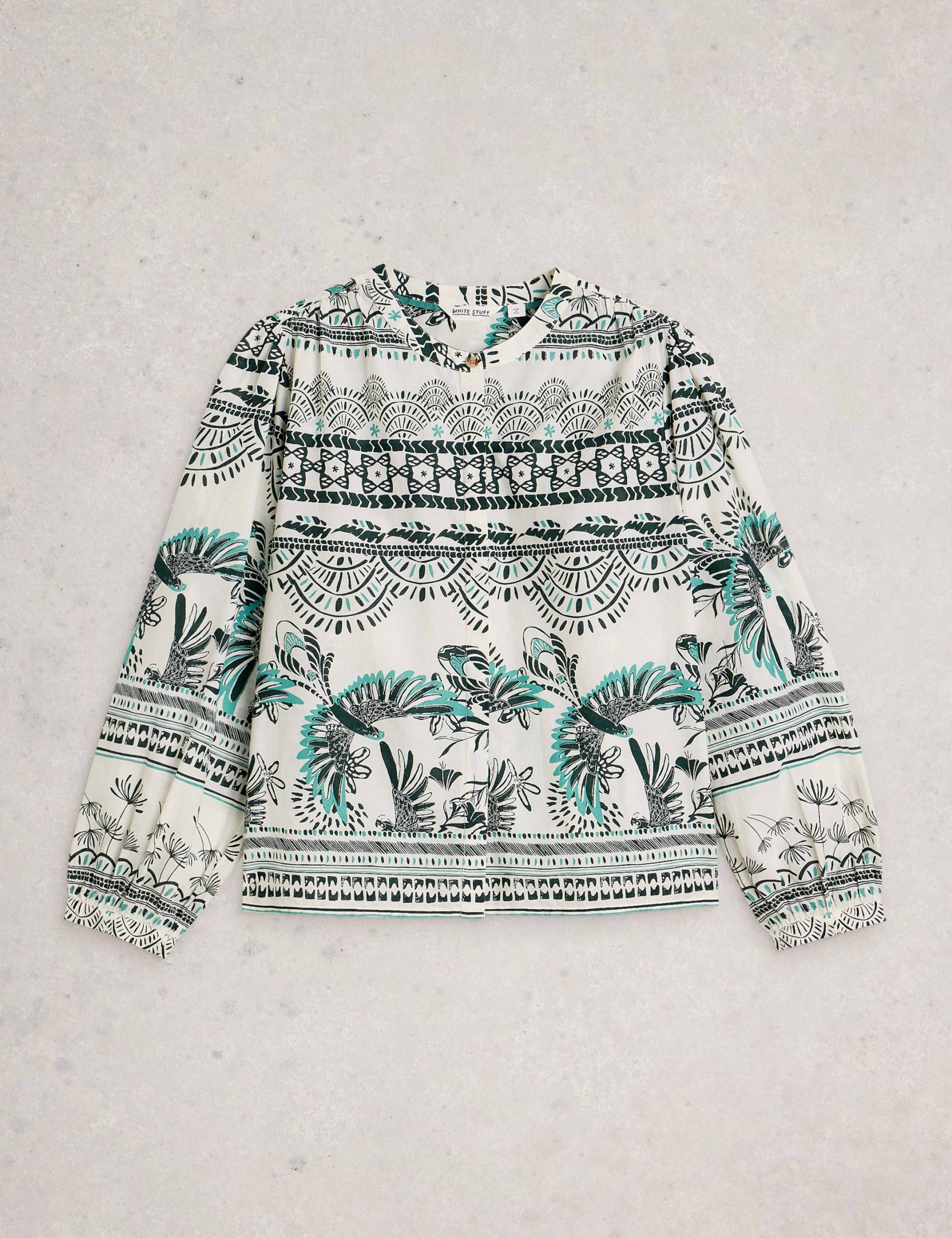 Pure Cotton Printed Puff Sleeve Blouse 2 of 6
