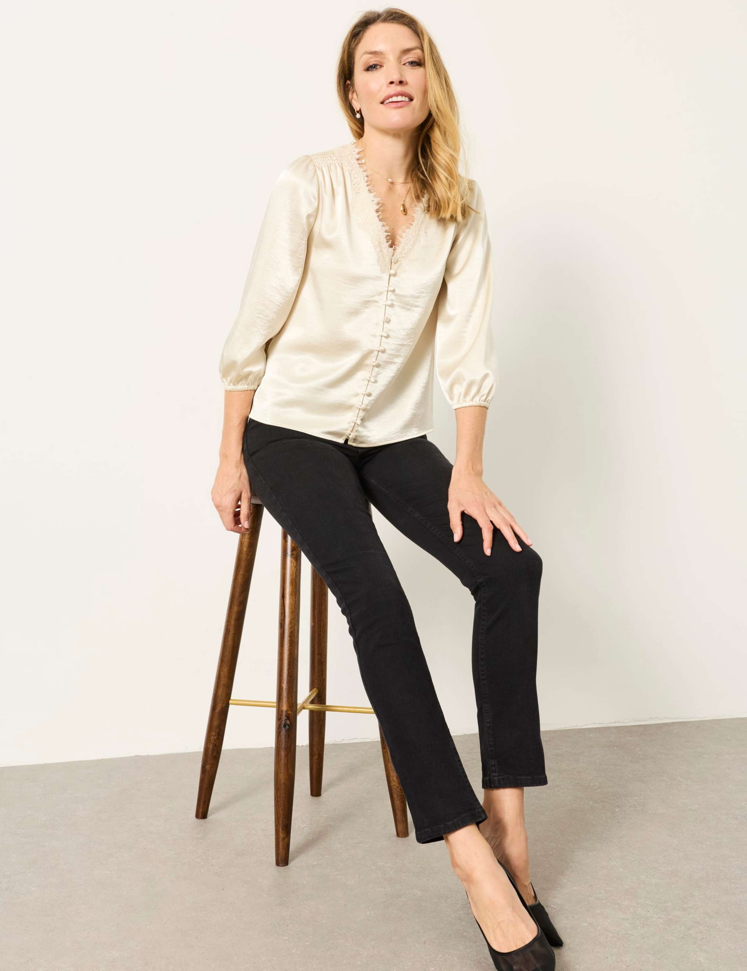 Lace V Neck Button Detail Blouse 3 of 5