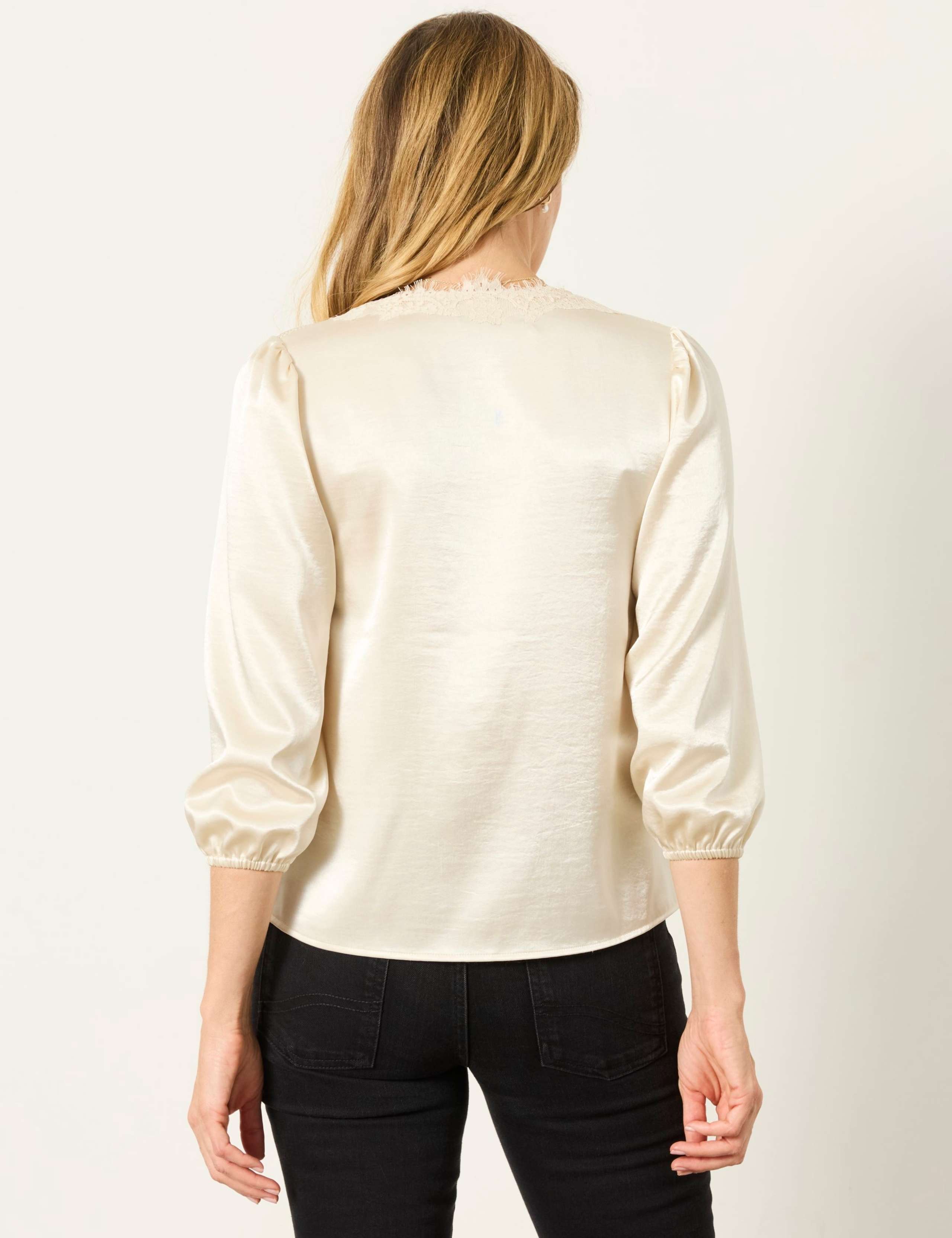 Lace V Neck Button Detail Blouse 4 of 5