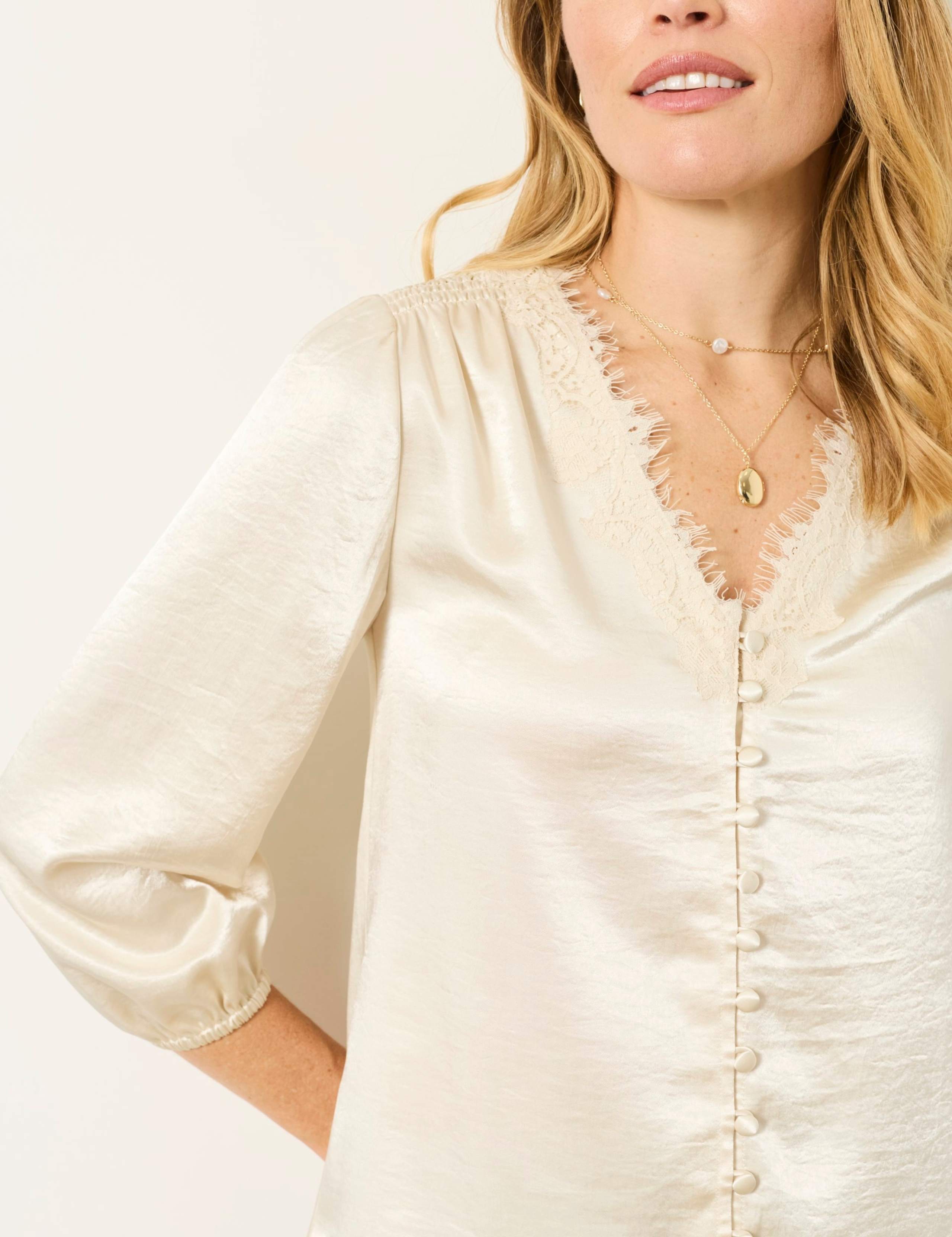 Lace V Neck Button Detail Blouse 5 of 5
