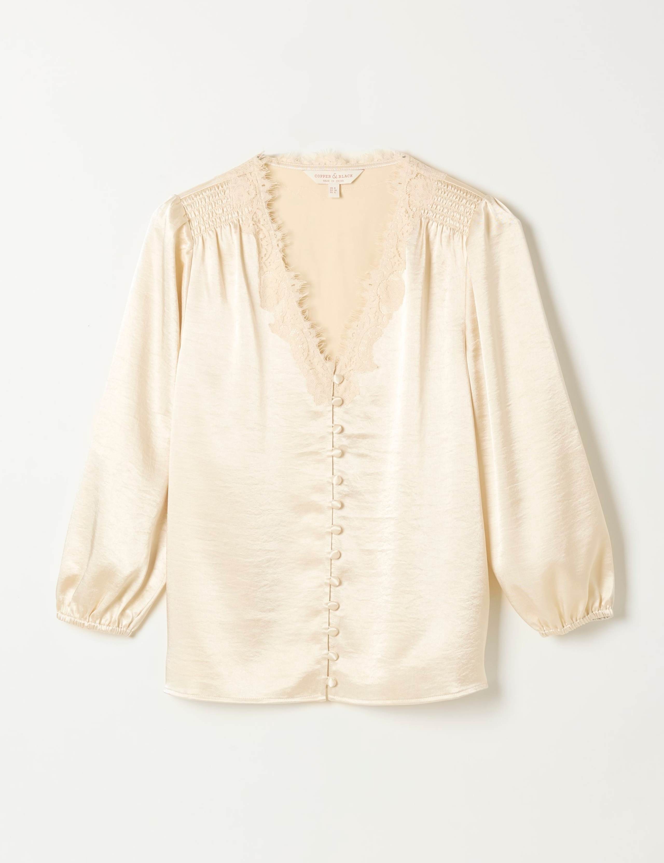 Lace V Neck Button Detail Blouse 2 of 5