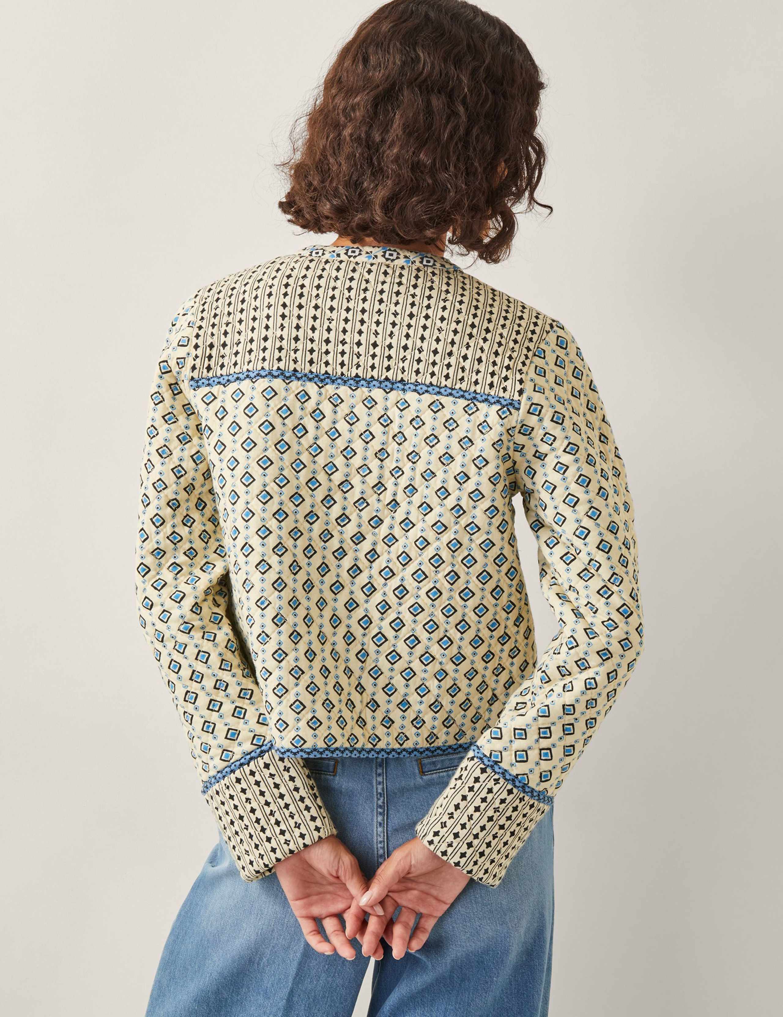 Pure Cotton Geometric Quilted Short Jacket 3 of 5
