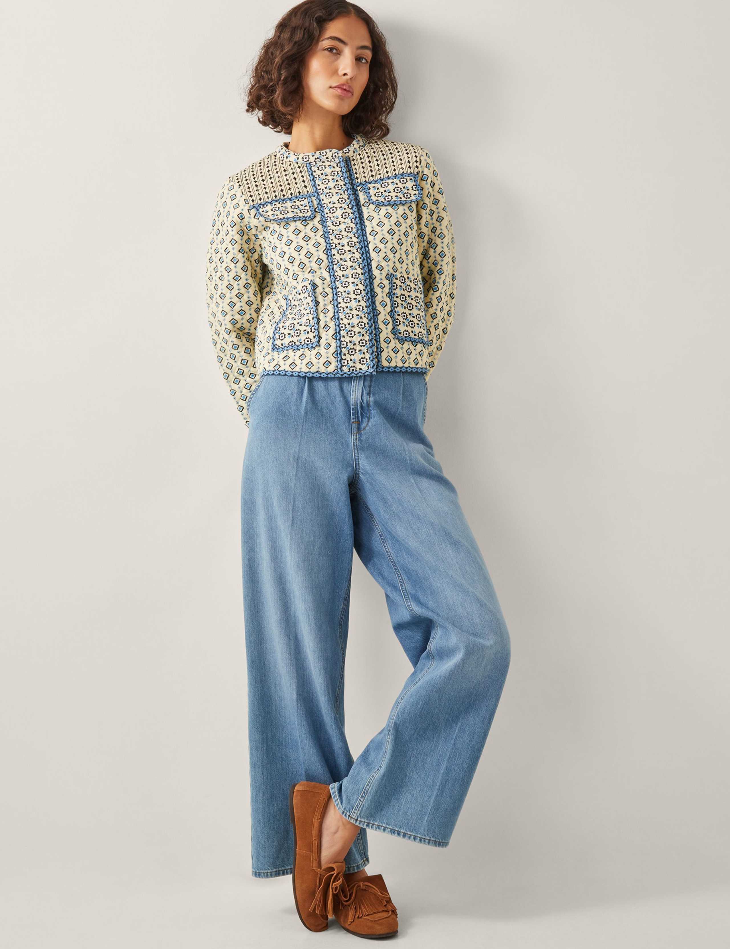 Pure Cotton Geometric Quilted Short Jacket 4 of 5