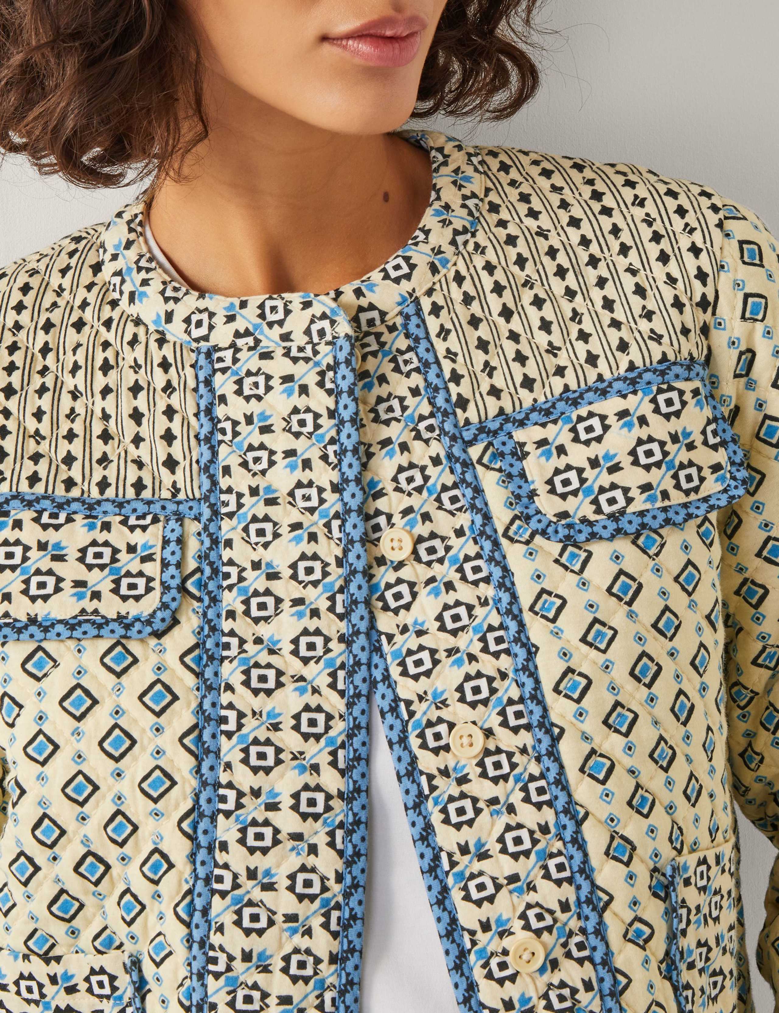 Pure Cotton Geometric Quilted Short Jacket 5 of 5