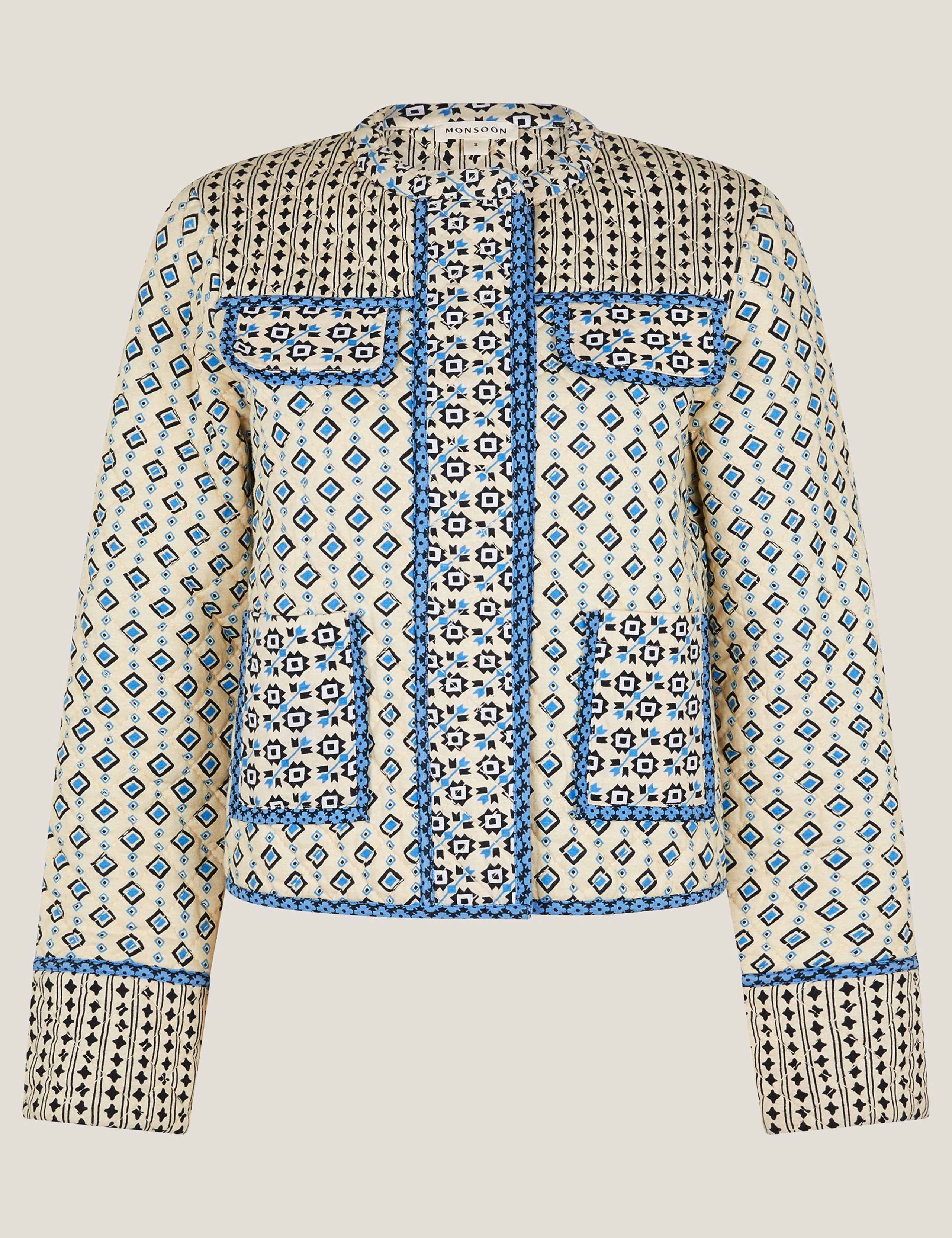 Pure Cotton Geometric Quilted Short Jacket 2 of 5