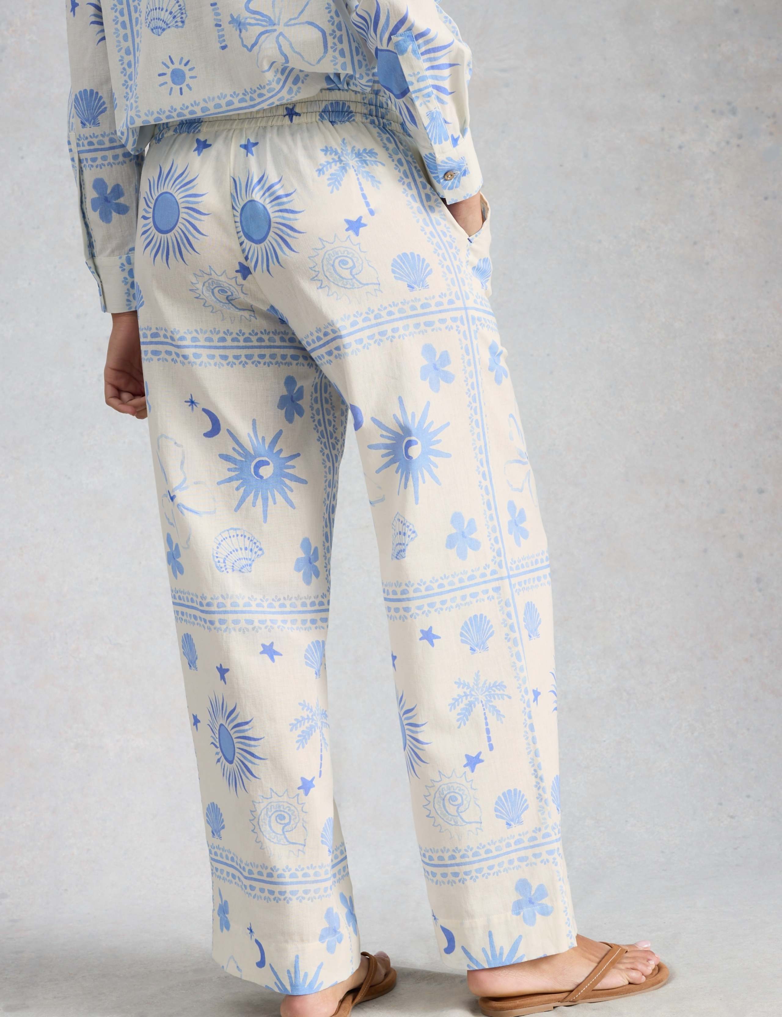 Cotton Rich Printed Wide Leg Trousers 6 of 7