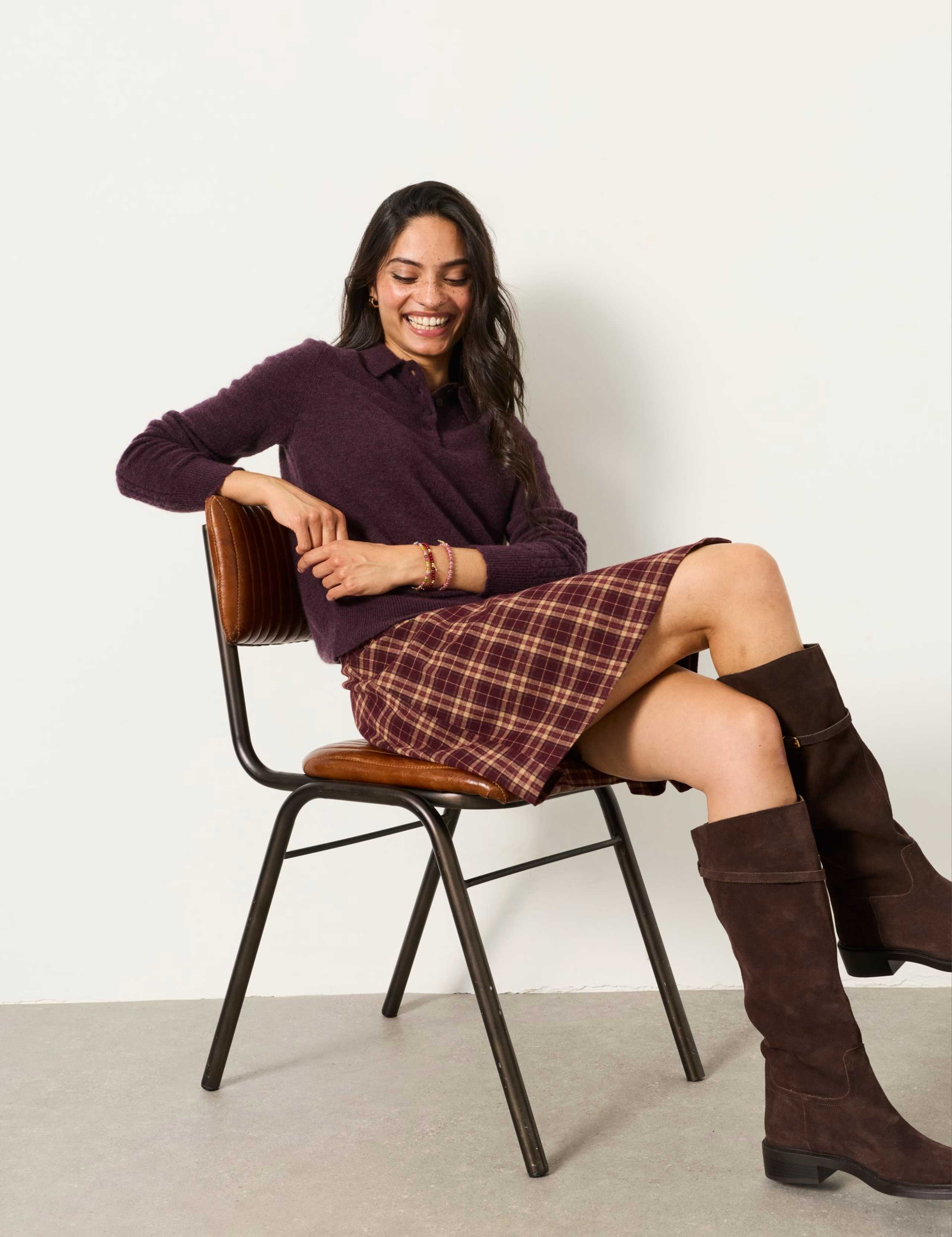 Checked Mini A-Line Wrap Kilt Skirt 4 of 6